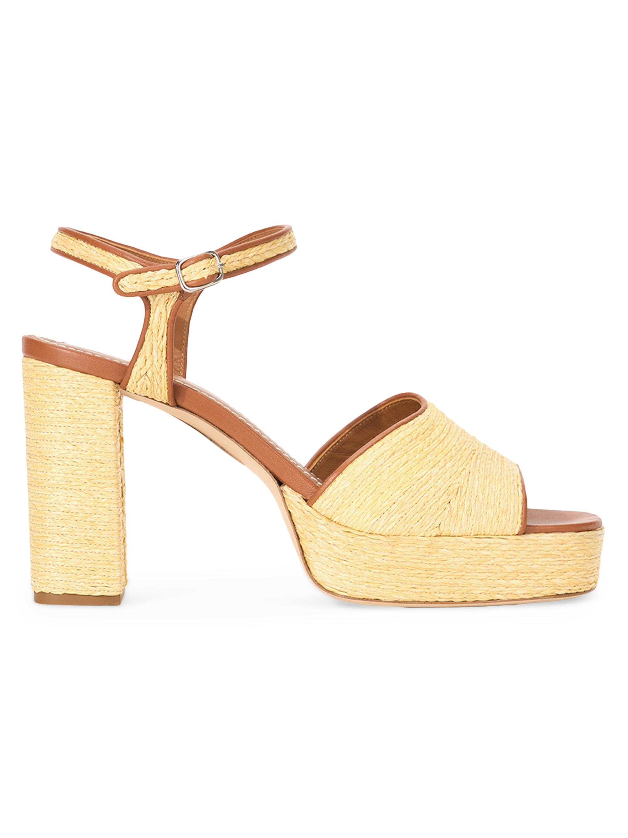Staud Women's Jodie 100MM Raffia Block-Heel Sandals - Natural