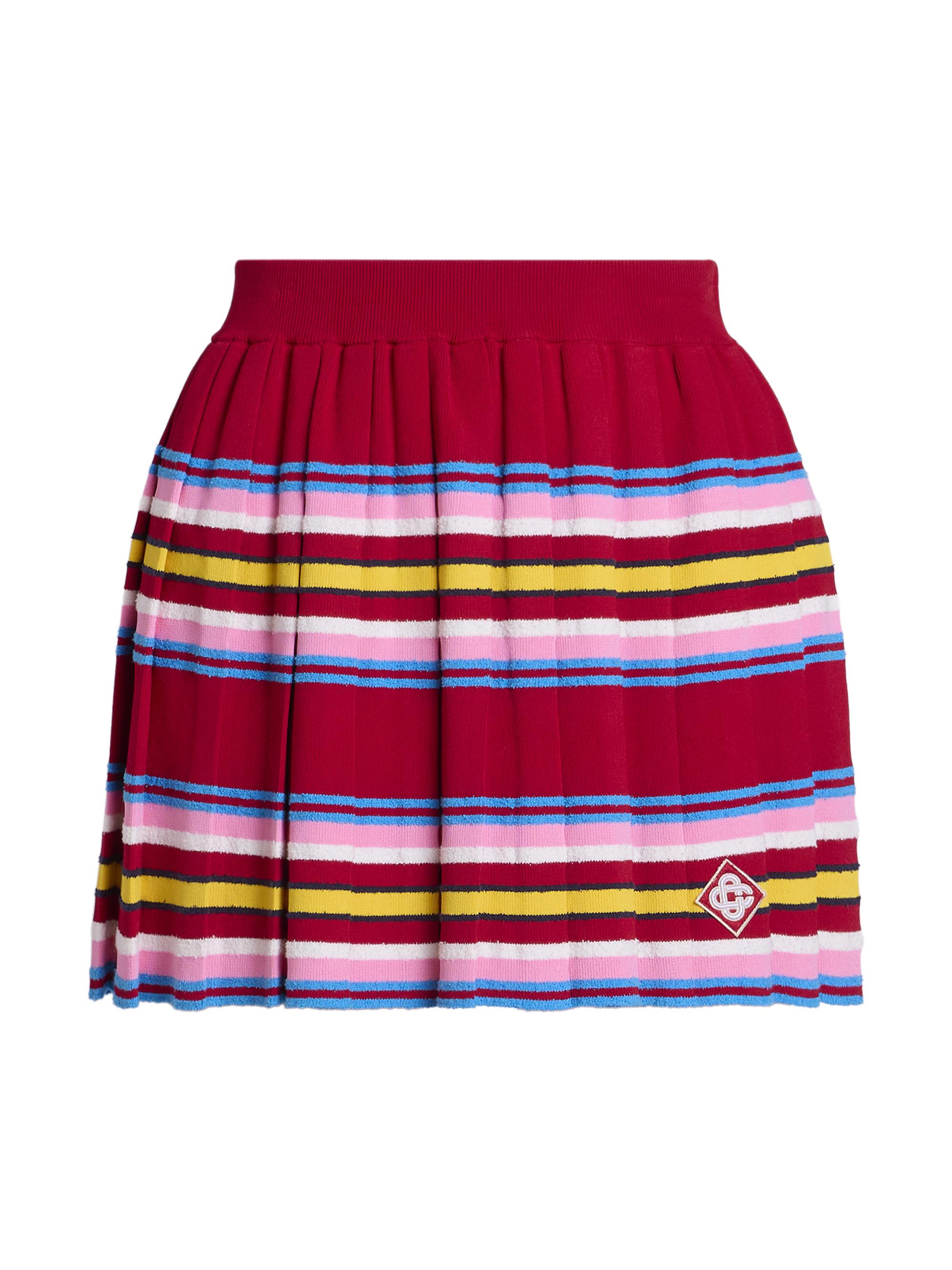 Casablanca Women's Striped Pleated Miniskirt - Multi Dark Red