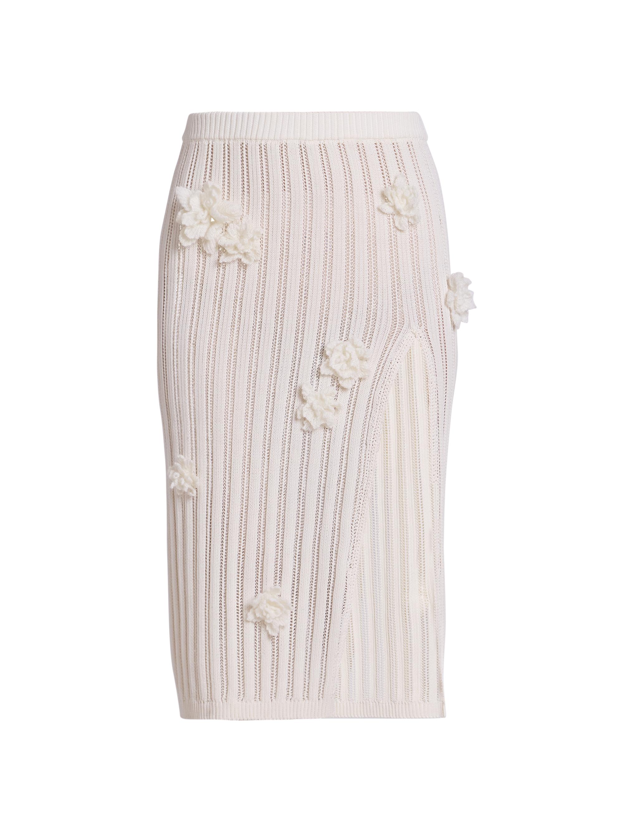 Casablanca Women's Flower Lace Midi-Skirt - White