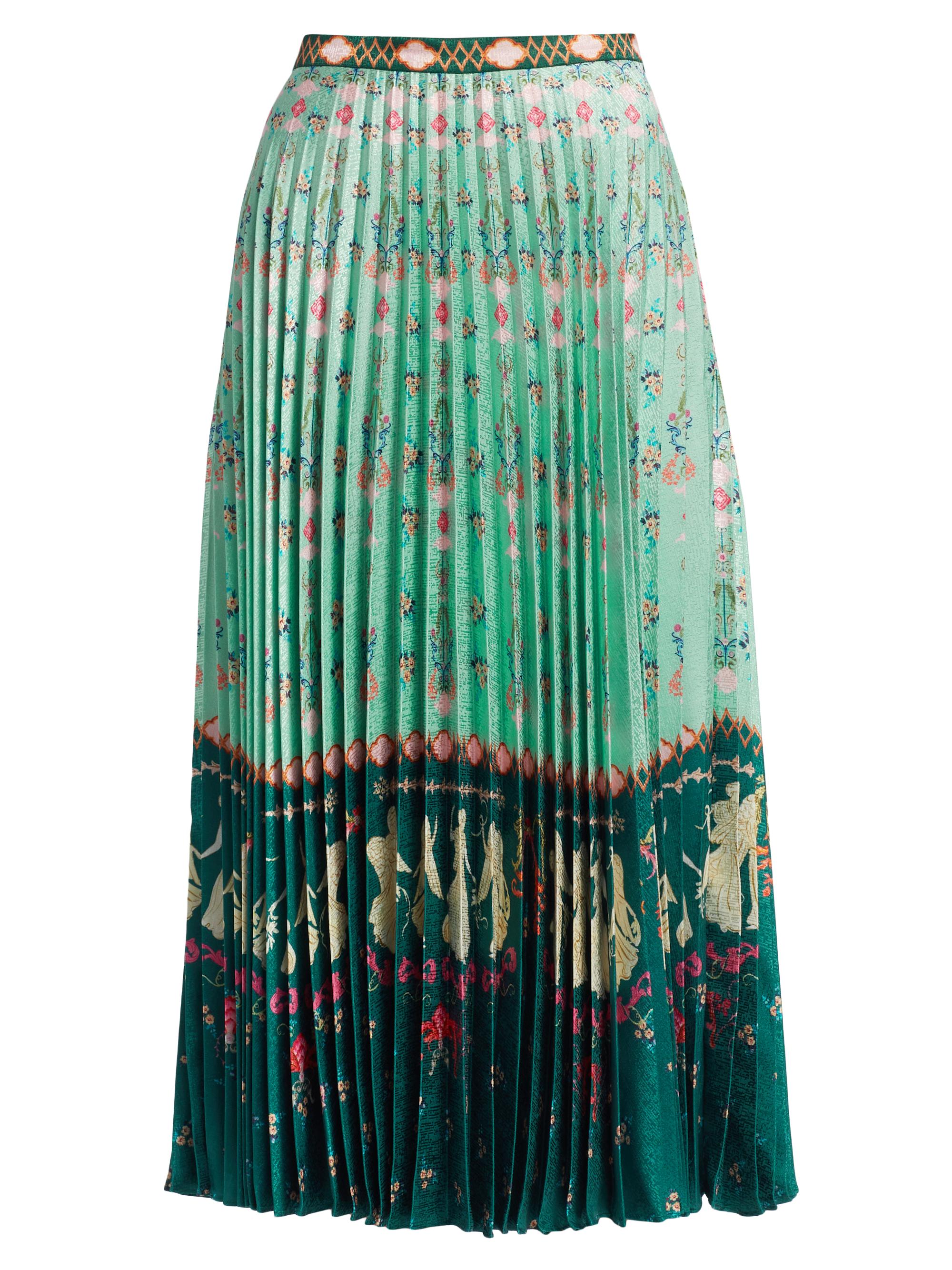 Saloni Women's Kim Printed Pleated Midi-Skirt - Parian Vert