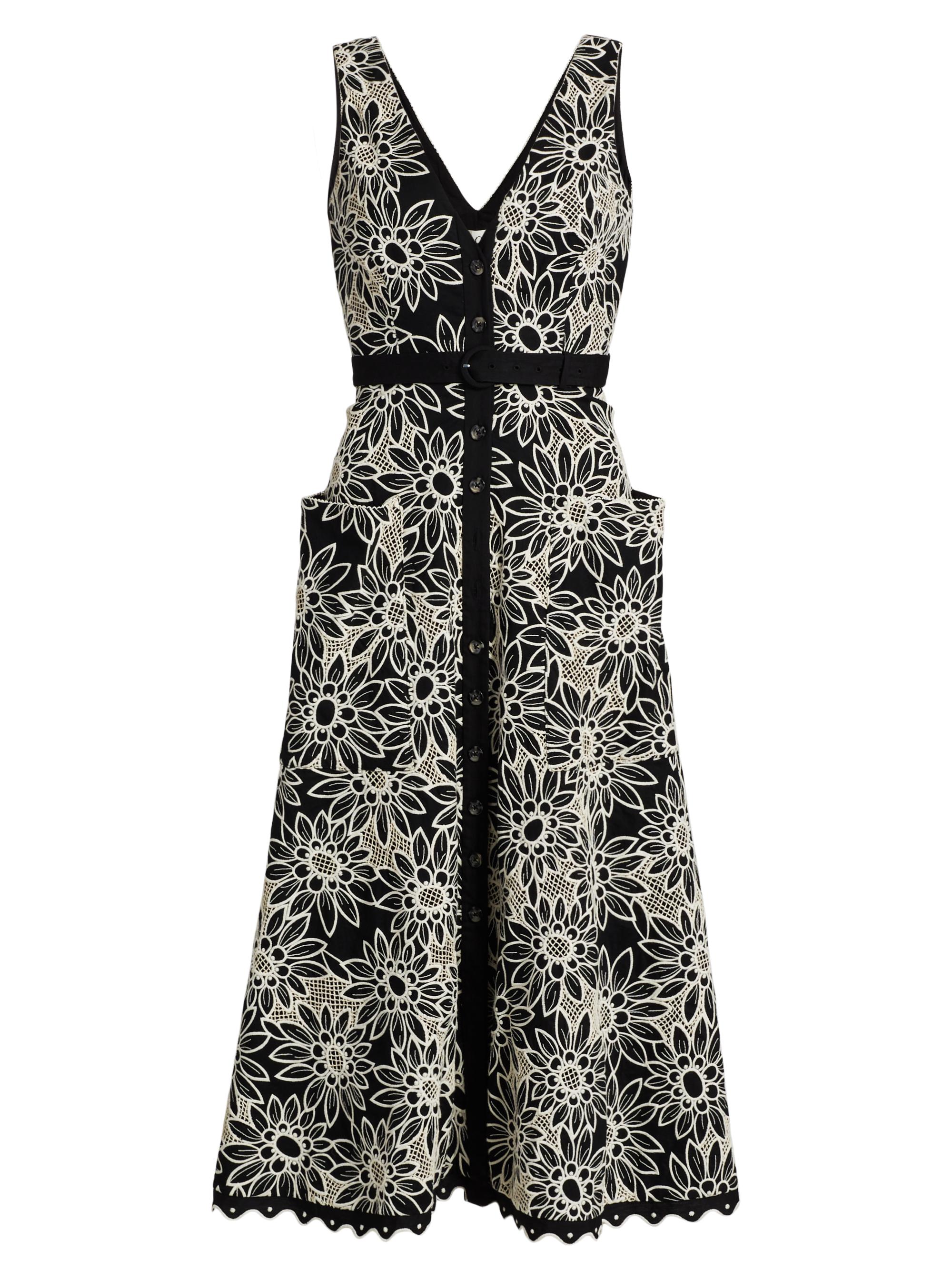 Saloni Women's Zoey Floral Sleeveless Midi-Dress - Black Daisies