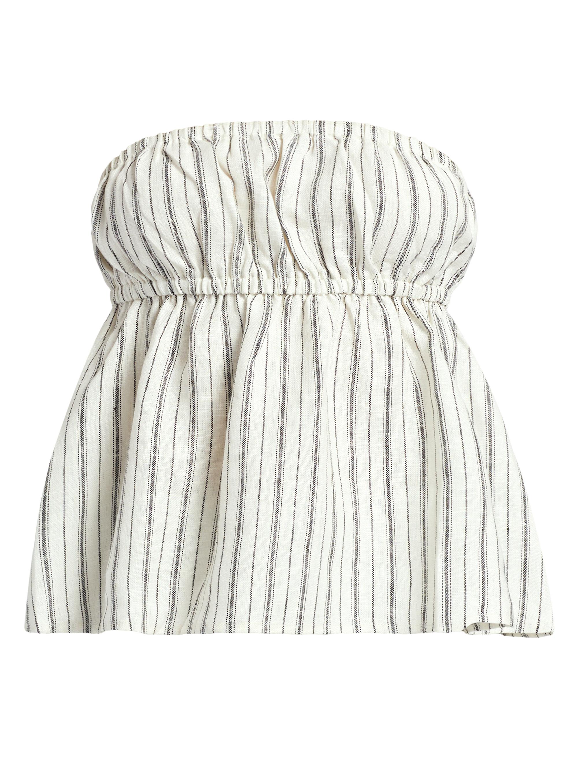 Reformation Women's Inez Linen Strapless Top - Elsie Stripe