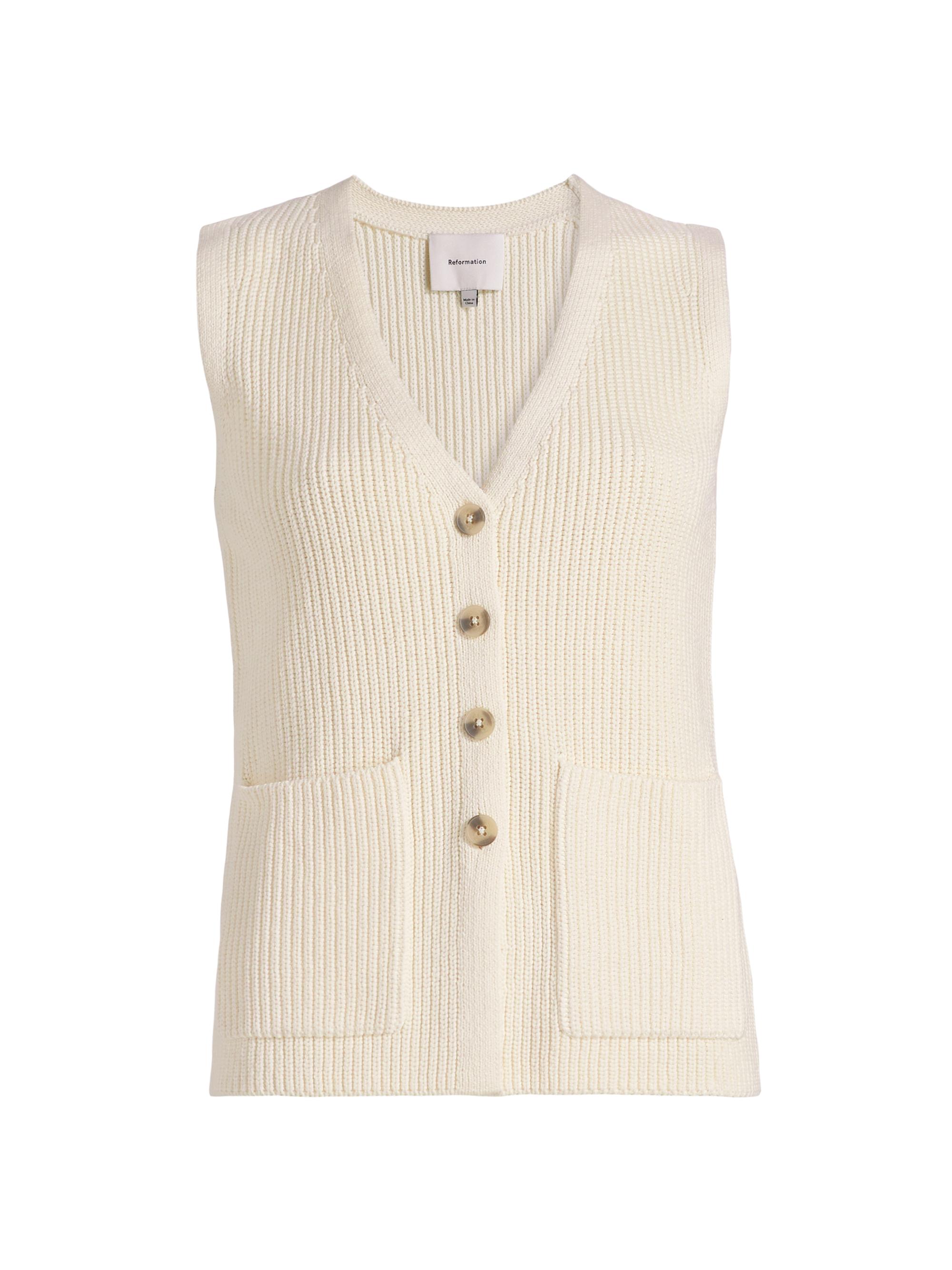 Reformation Faye Cotton Sweater Vest Saks Fifth Avenue