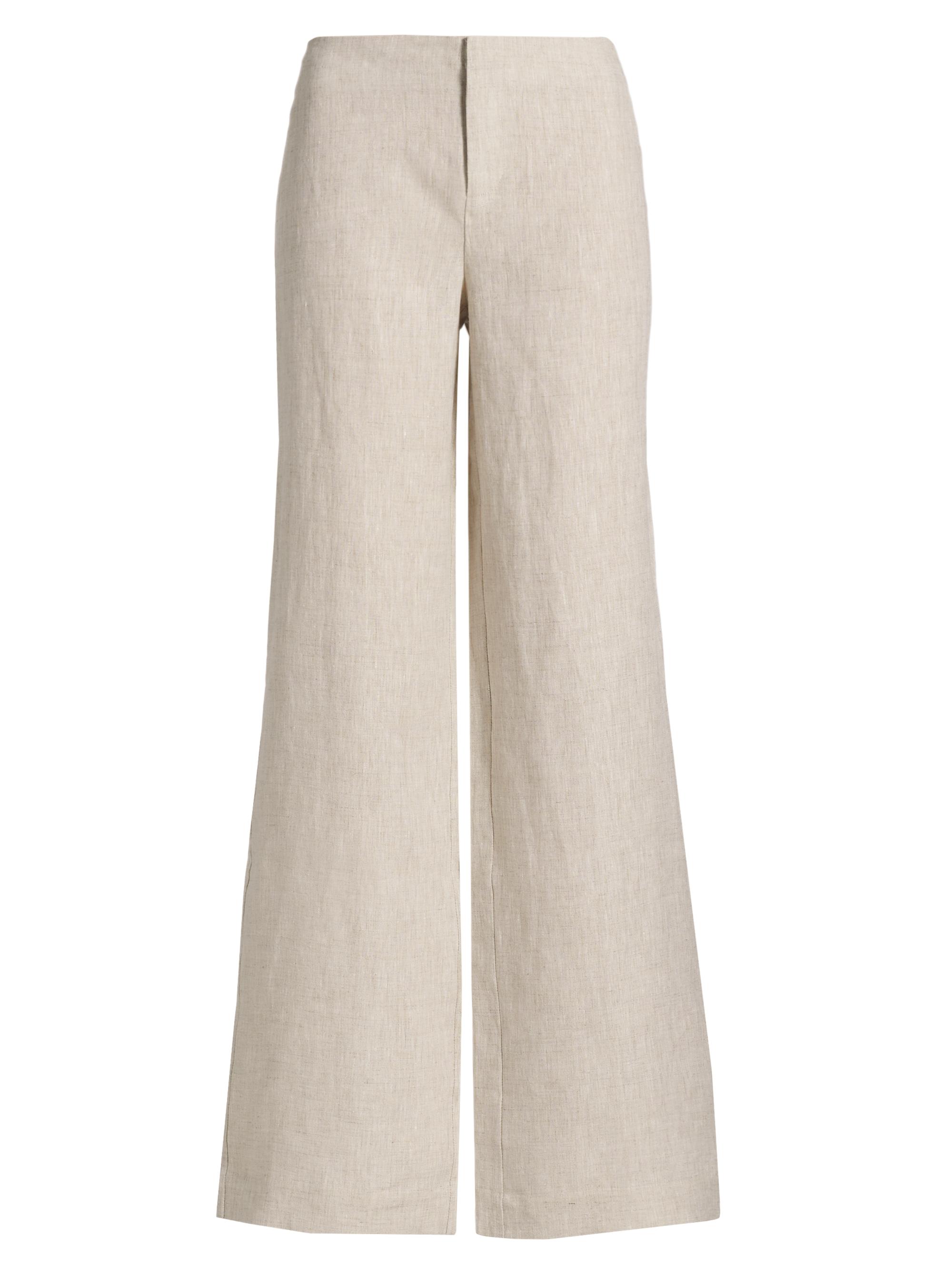 Reformation Women's Vida Low-Rise Wide-Leg Linen Pants - Oatmeal
