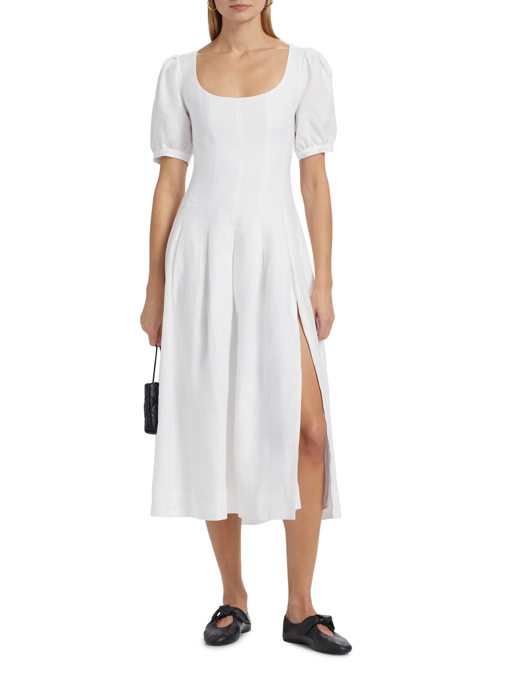 Reformation Coucou Pleated Linen Midi-Dress | Saks Fifth Avenue