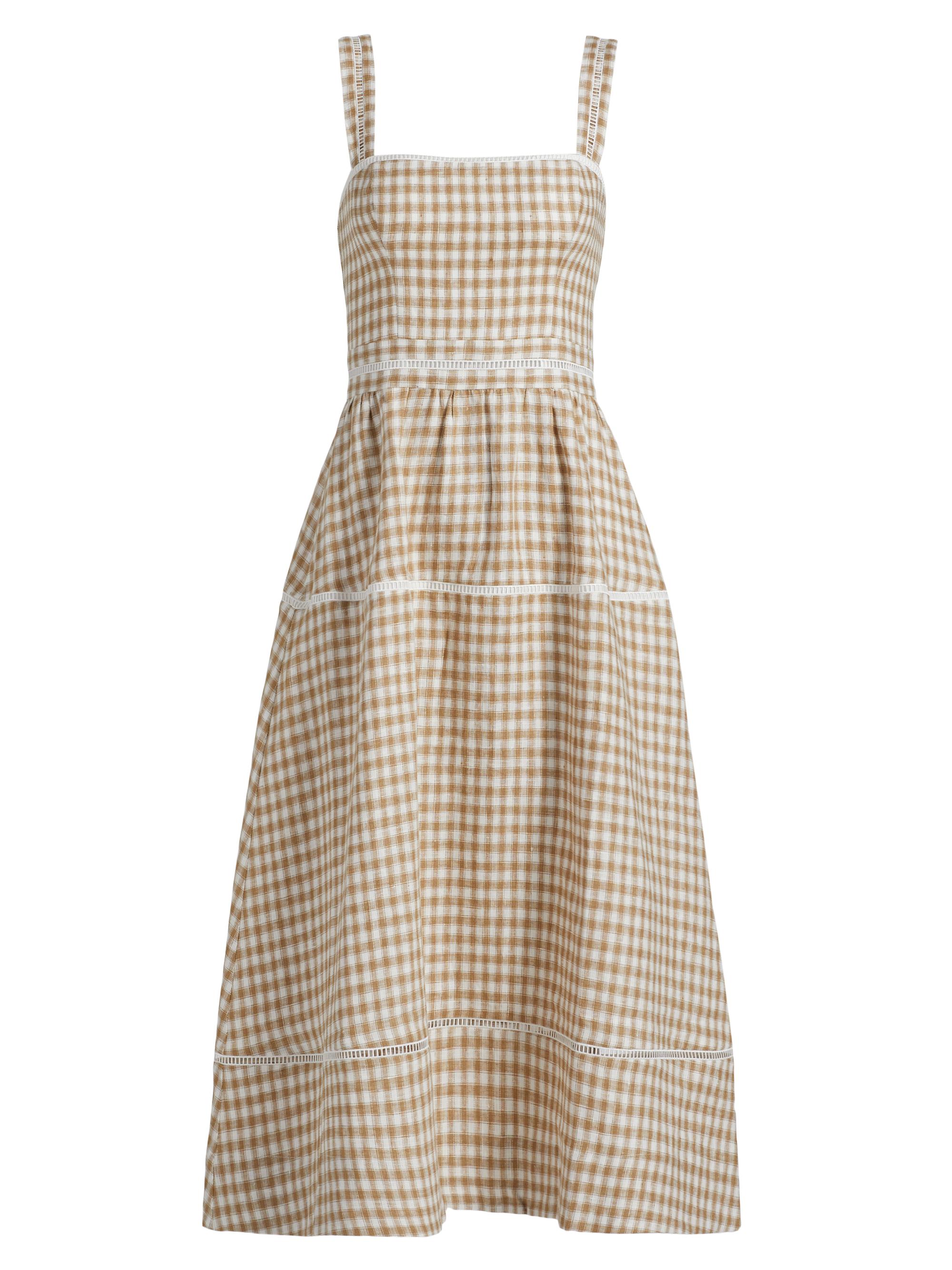 Reformation Women's Everett Gingham Linen Midi-Dress - Dunes Check