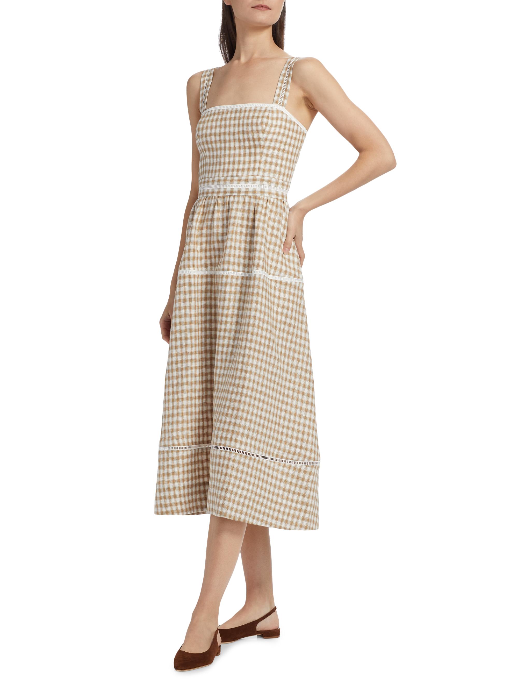 Reformation Everett Square-Neck Linen Midi Dress