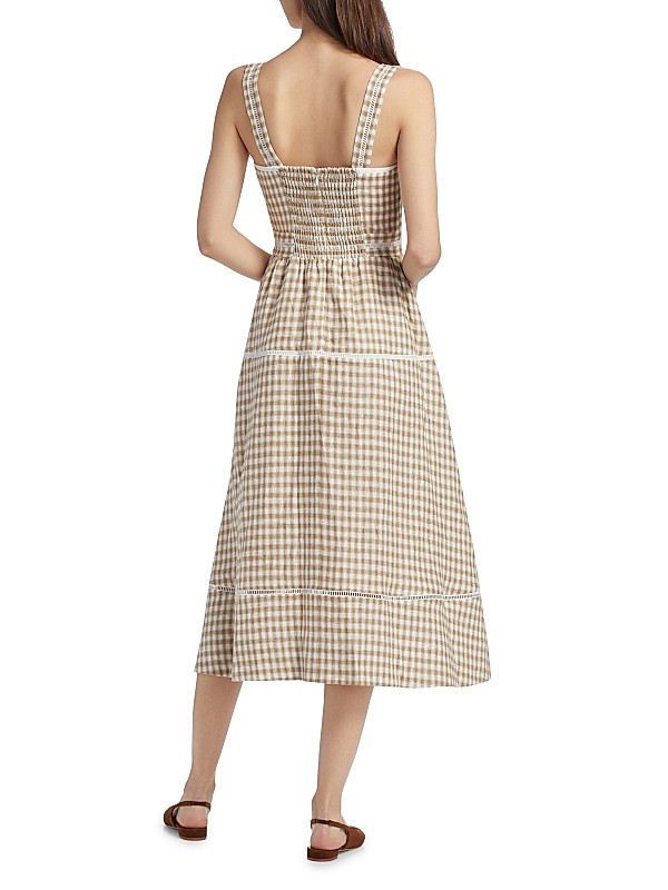 reformation gingham dress Violaine Linen short puff sleeves REFORMATION Christen Gingham Linen Mini