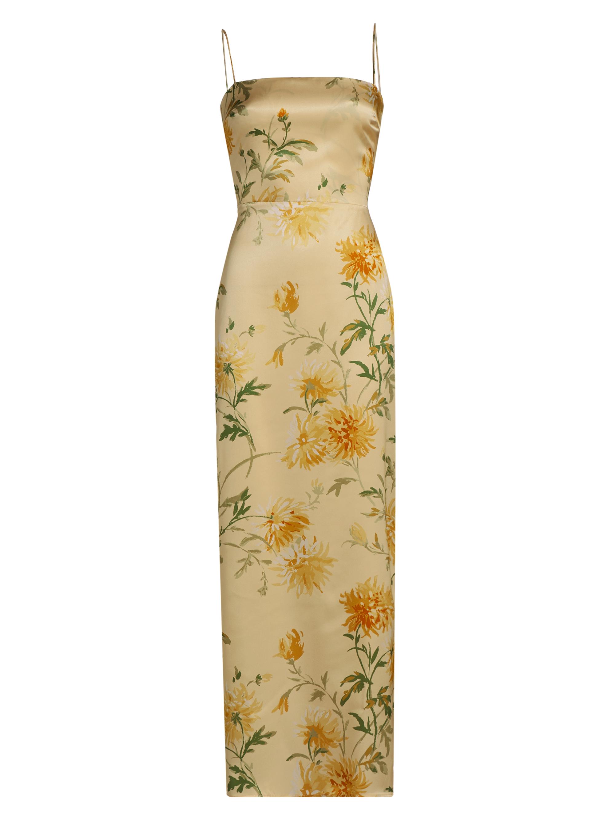 Reformation Women's Frankie Floral Silk Column Maxi Dress - Honey Glow