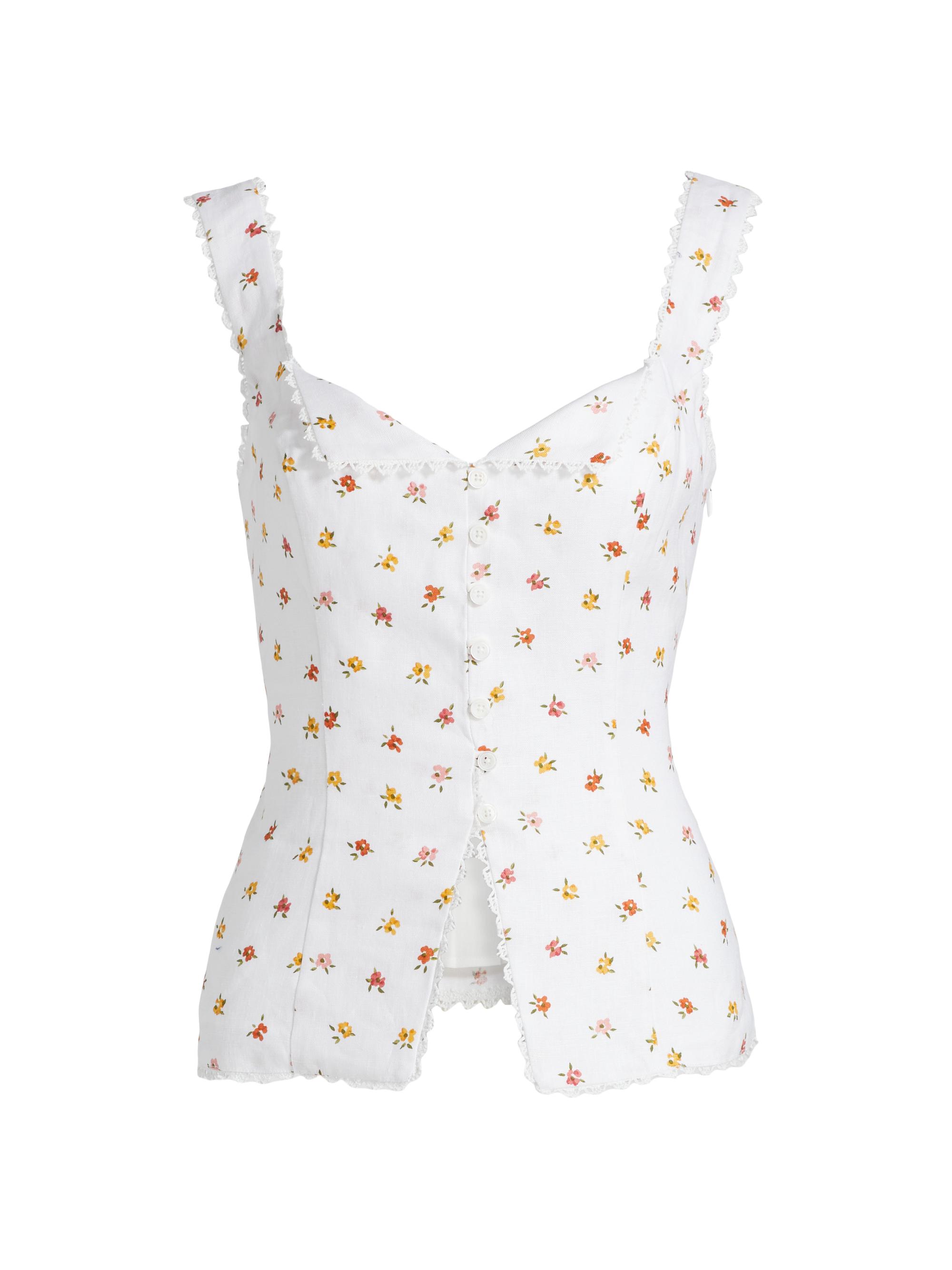 Reformation Women's Viola Floral Linen Top - Layla