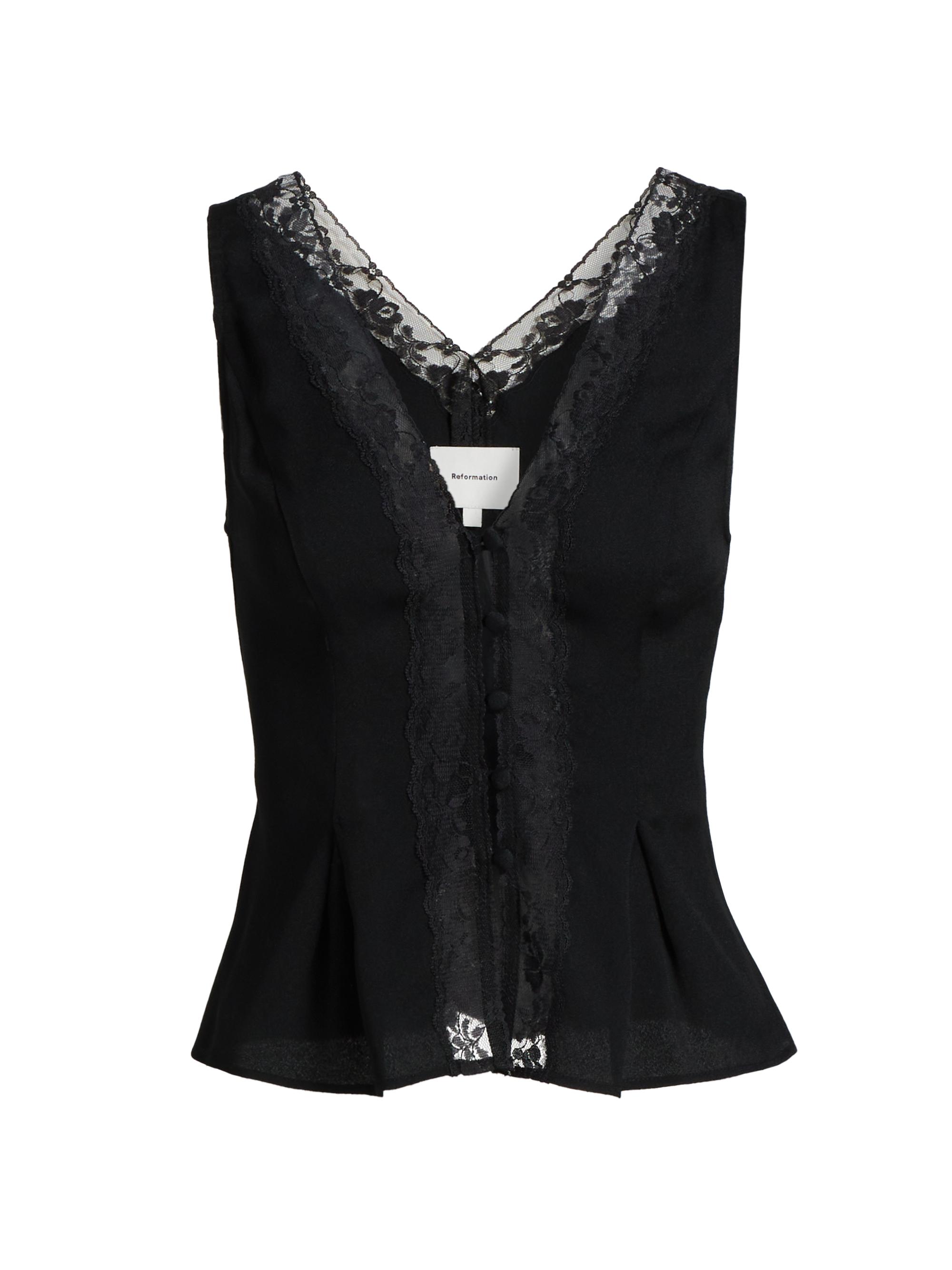 Reformation Women's Cristina Lace Top - Black - Women's Clothing
