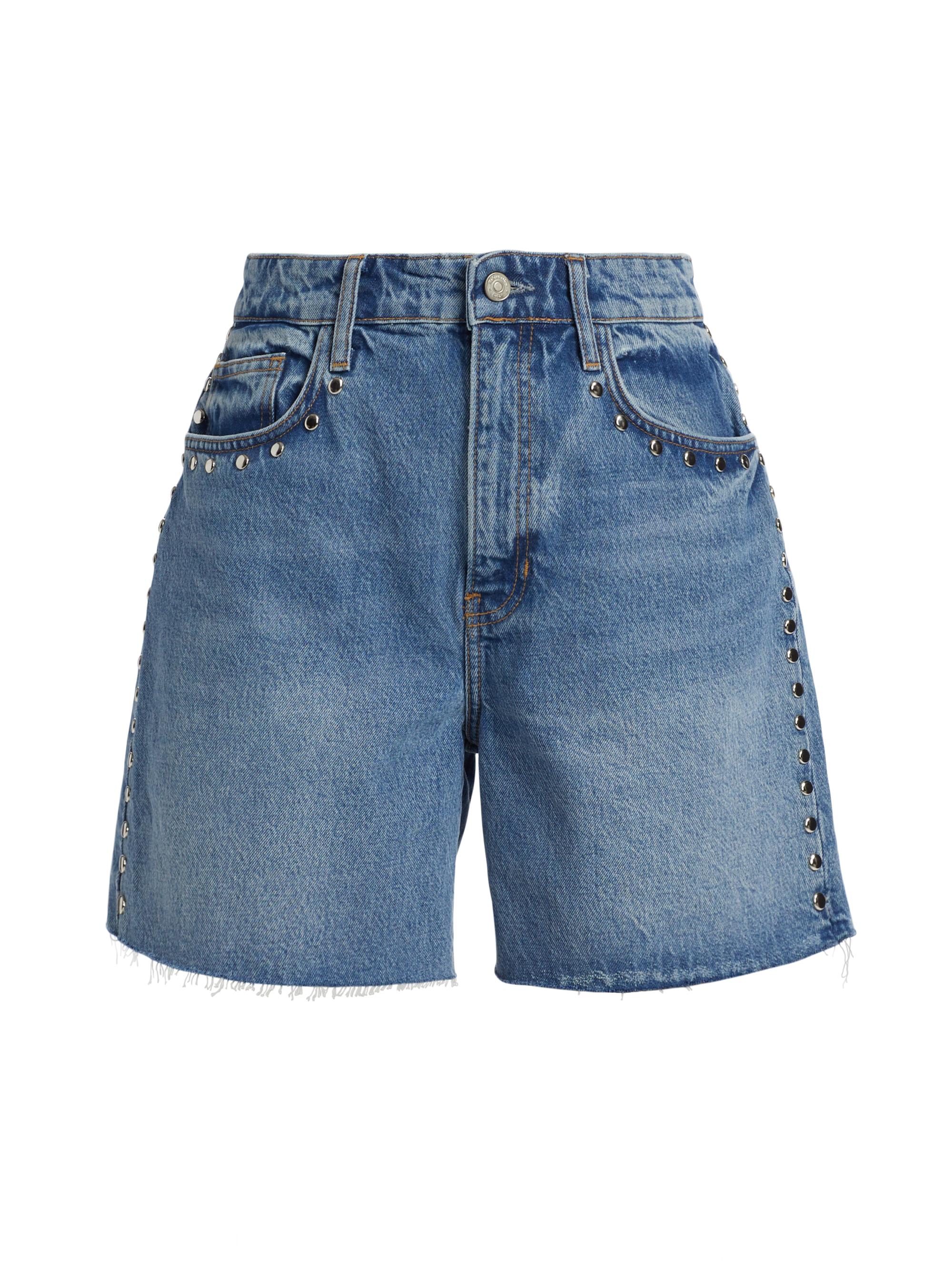 Reformation Women's Raye Studded Mid-Rise Denim Shorts - Chesapeake