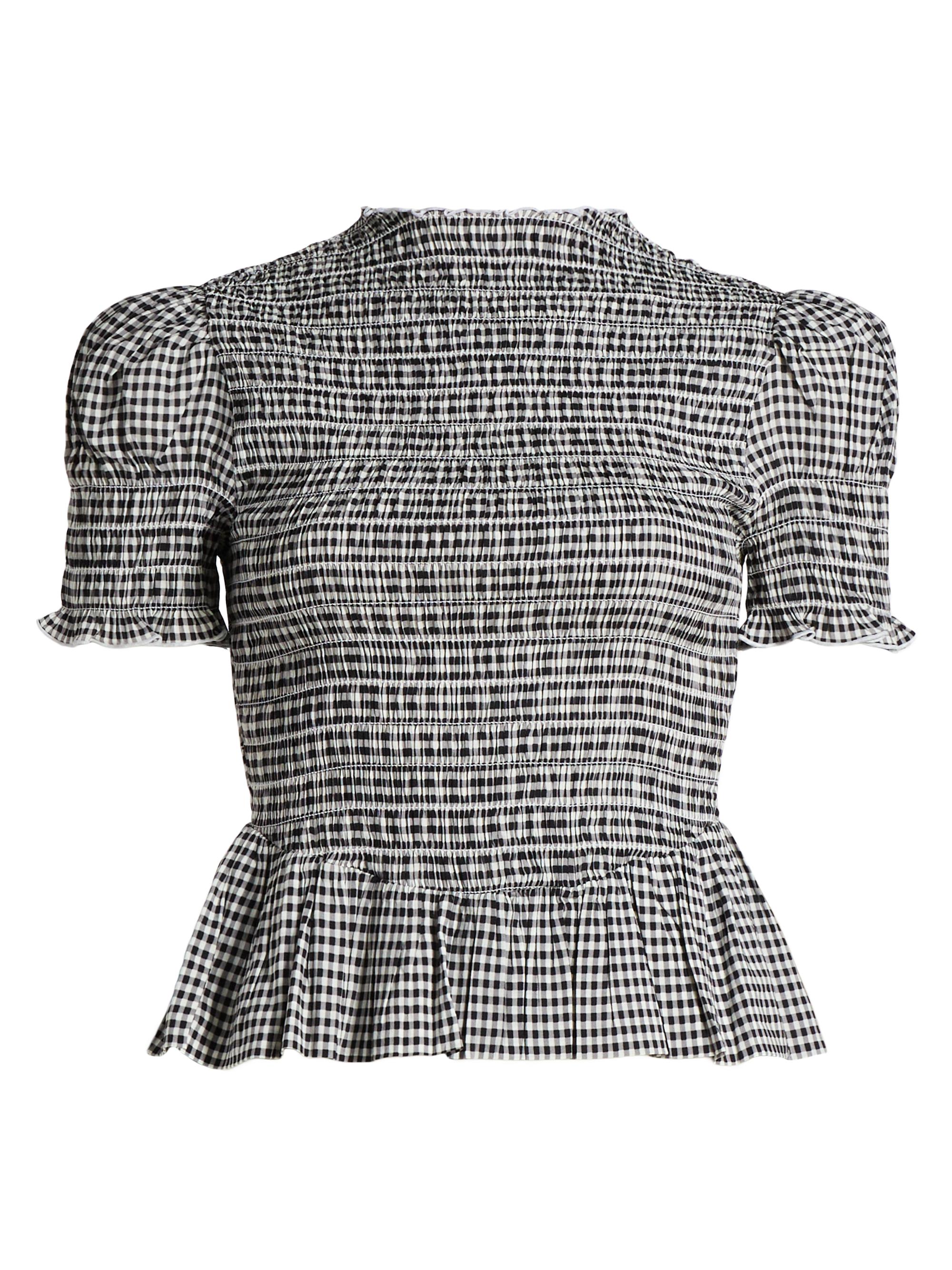Reformation Lauryn Gingham Peplum Top | Saks Fifth Avenue