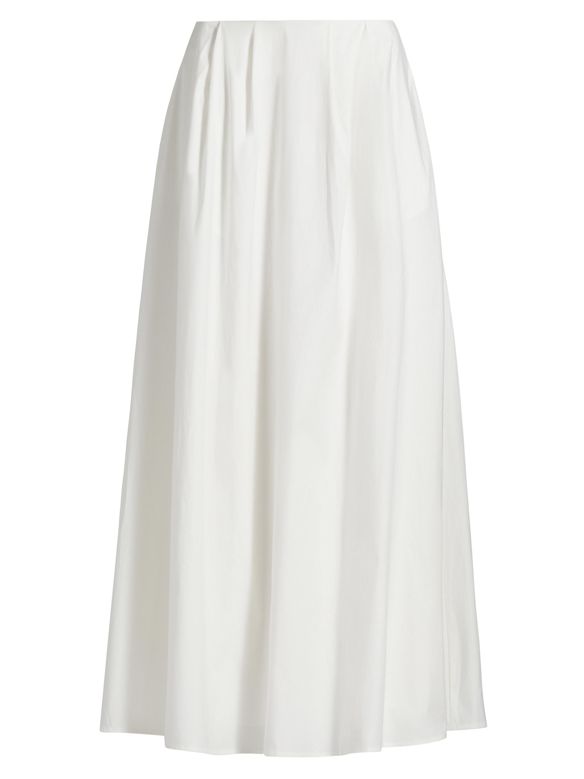 Reformation Women's Lucy Pleated Stretch Cotton A-Line Maxi Skirt - White