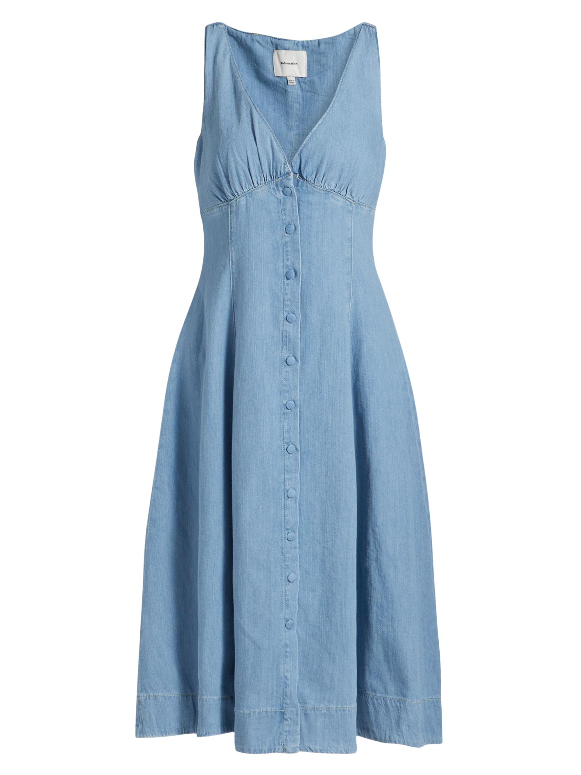 Reformation Women's Sebastien Denim Midi-Dress - Savannah