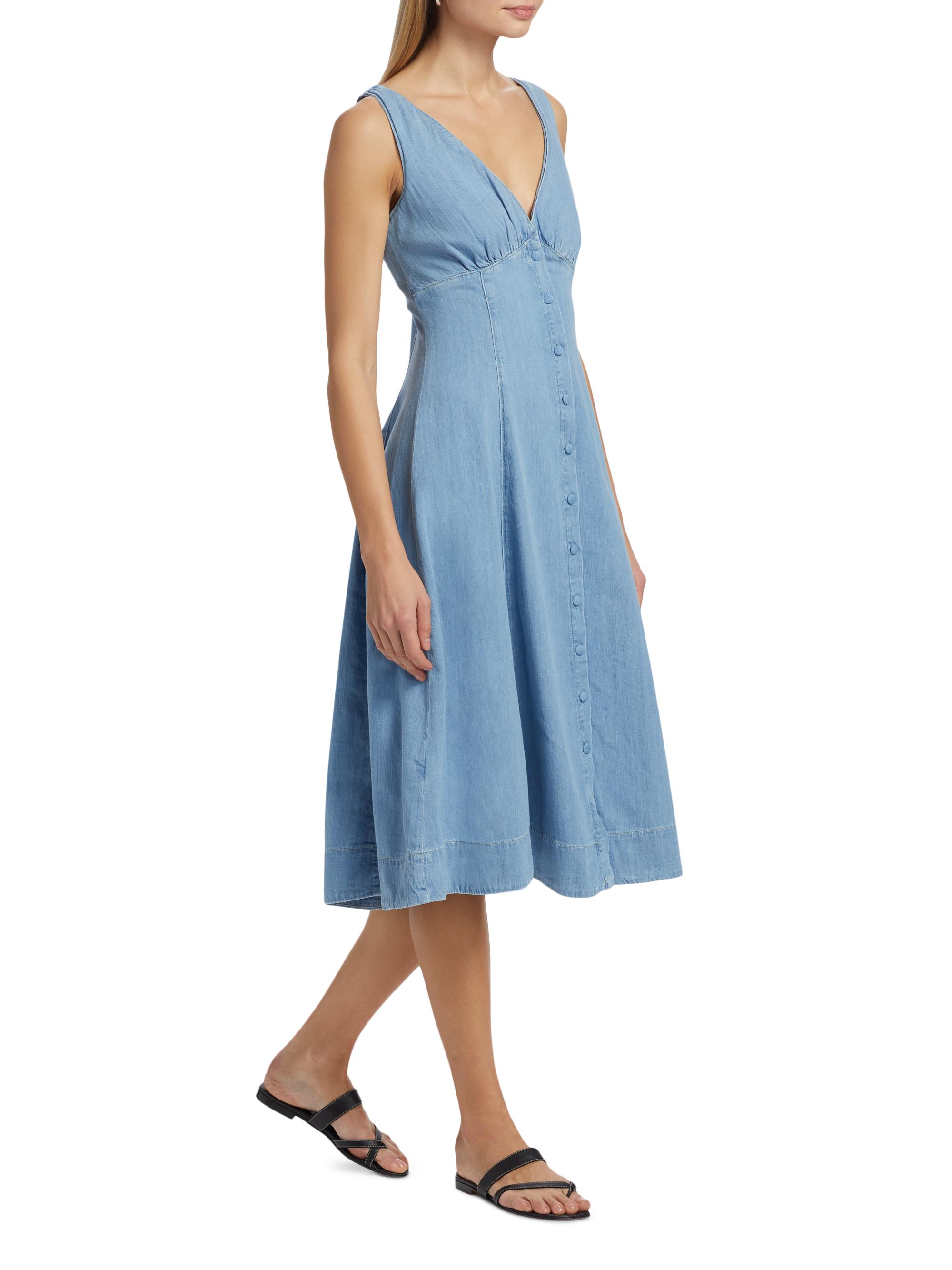reformation sebastien denim midi dress Reformation Sebastien Denim Midi Dress - White