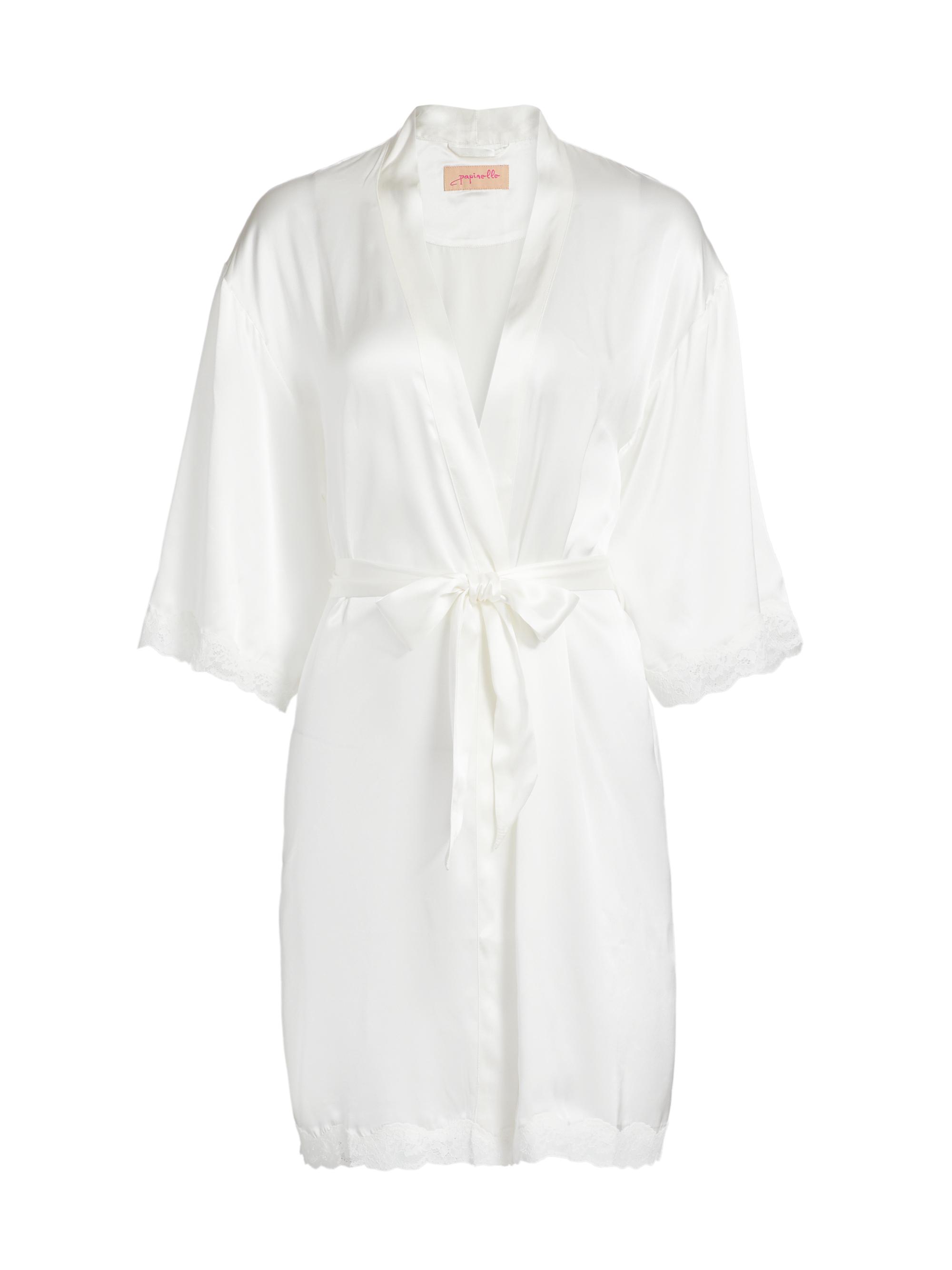 Papinelle Women's Camille Silk Lace-Trimmed Short Robe -