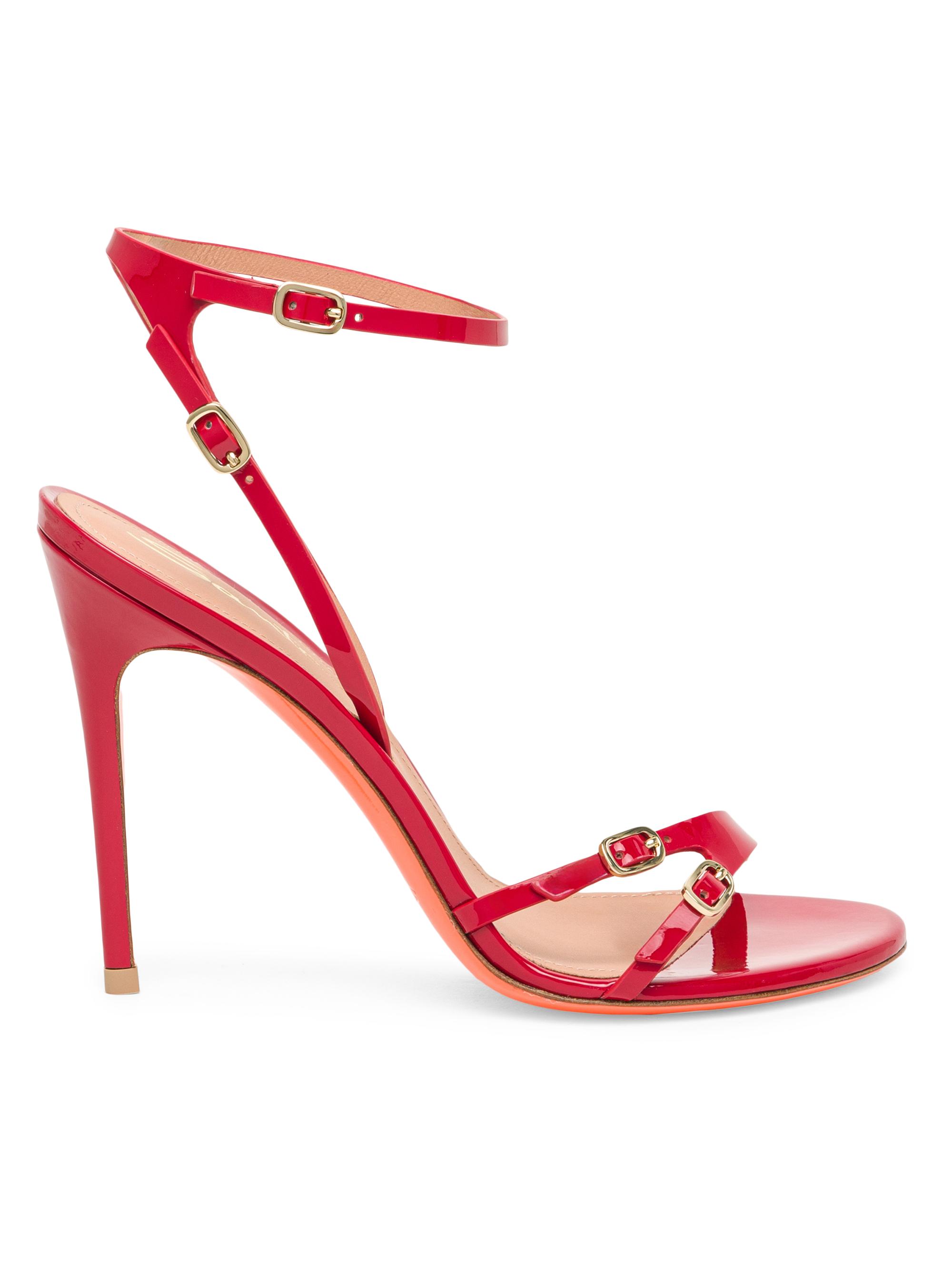 Santoni Women's Virna 0MM Leather Stiletto Sandals - Red