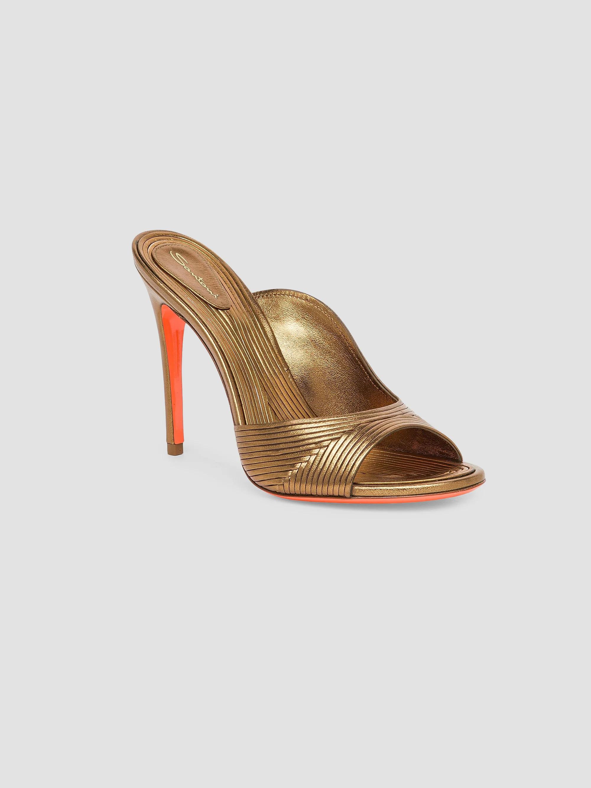 Santoni Serpentine 85MM Metallic Leather Sandals | Saks Fifth Avenue