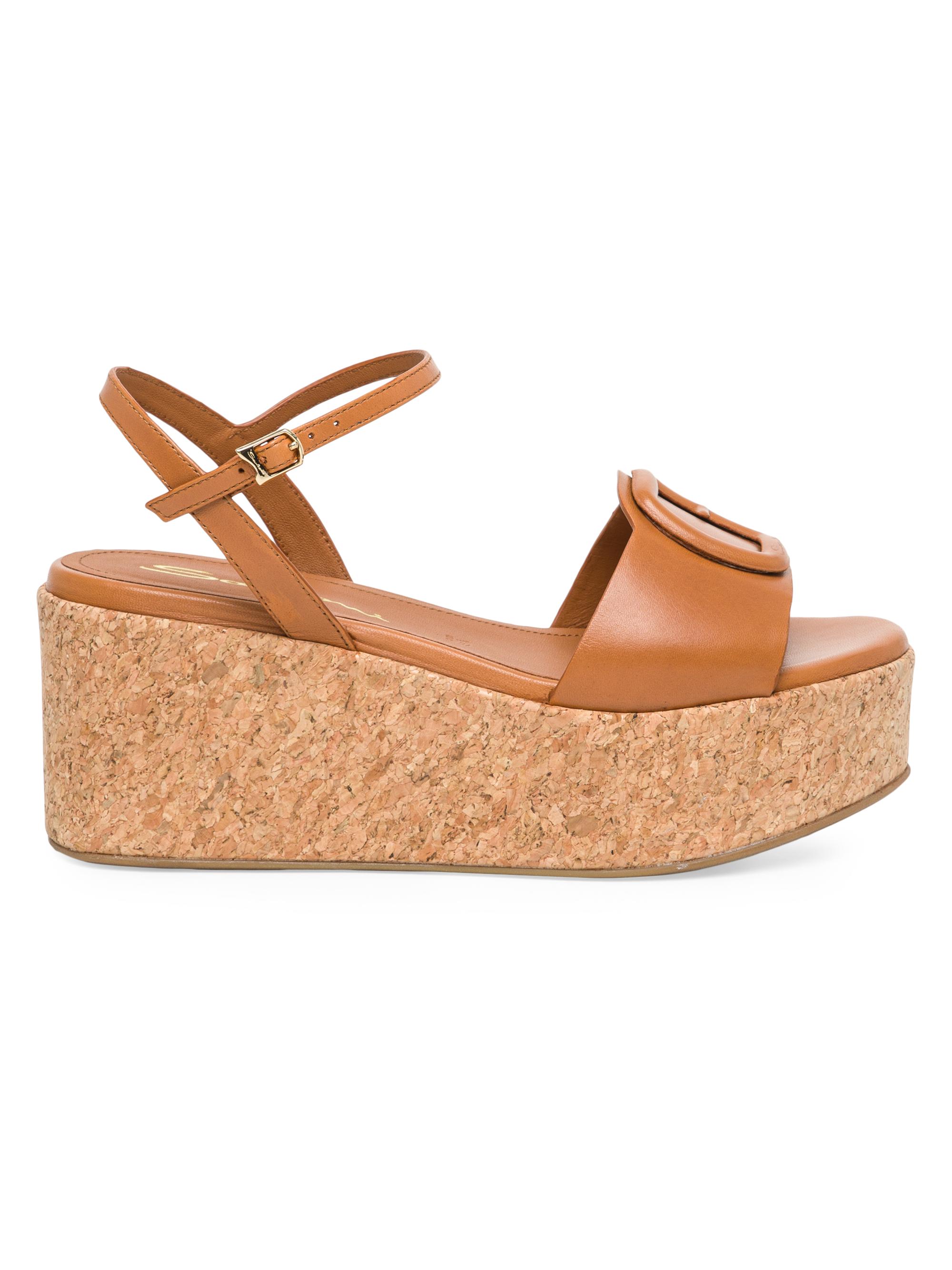 Santoni Women's Marta 50MM Leather Platform Sandals - Brown