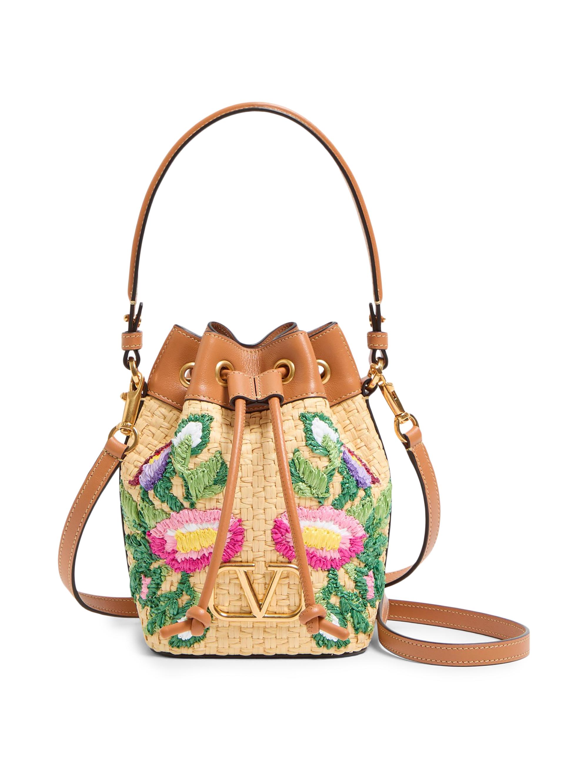 Valentino Garavani VLogo Signature Mini Bucket Bag with Floral