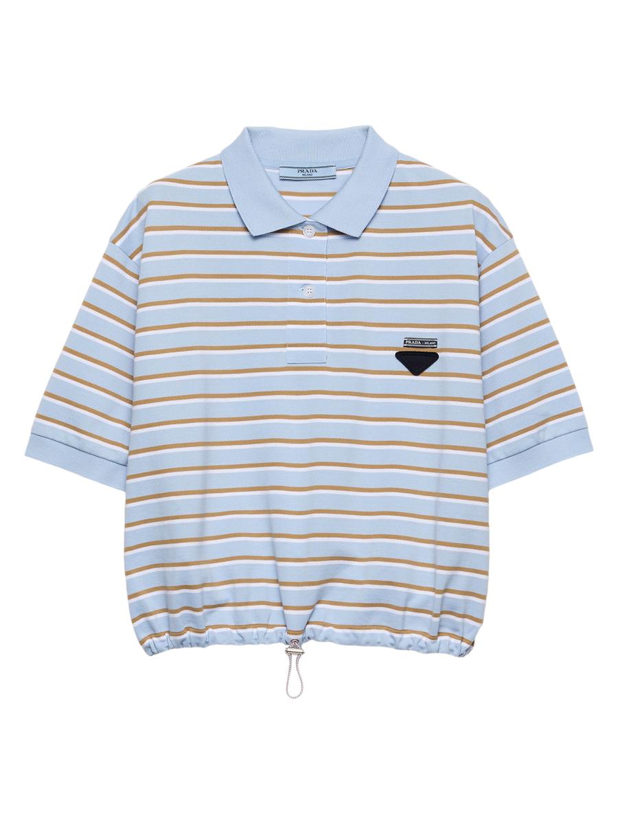 Prada Cropped Striped Piqué Polo Shirt | Saks Fifth Avenue