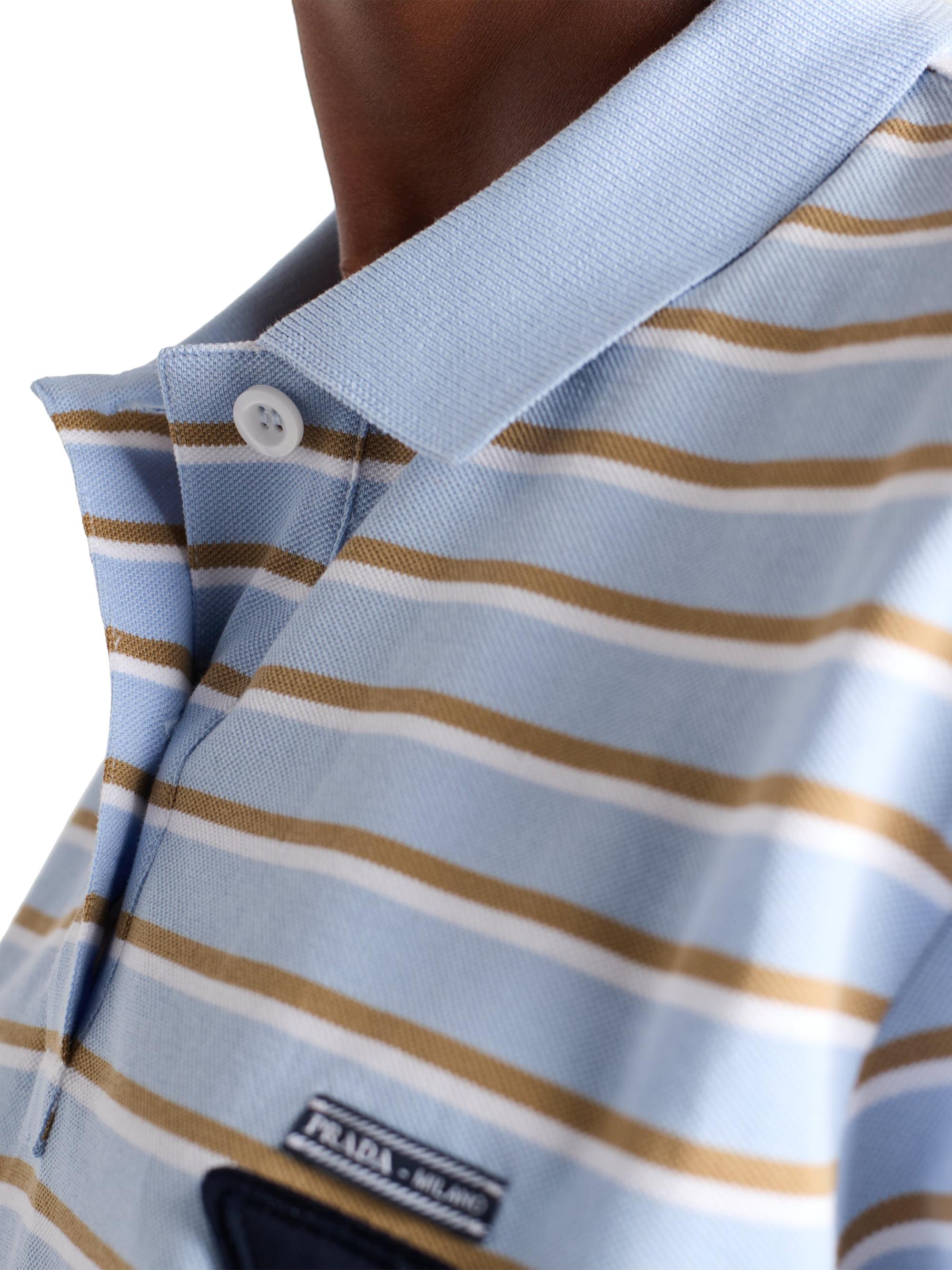 Prada Cropped Striped Piqué Polo Shirt | Saks Fifth Avenue