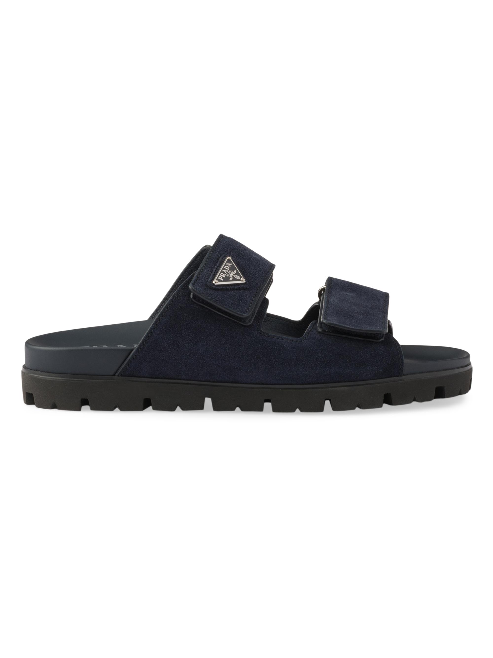 Prada Men's Suede Band Sandals - Blue