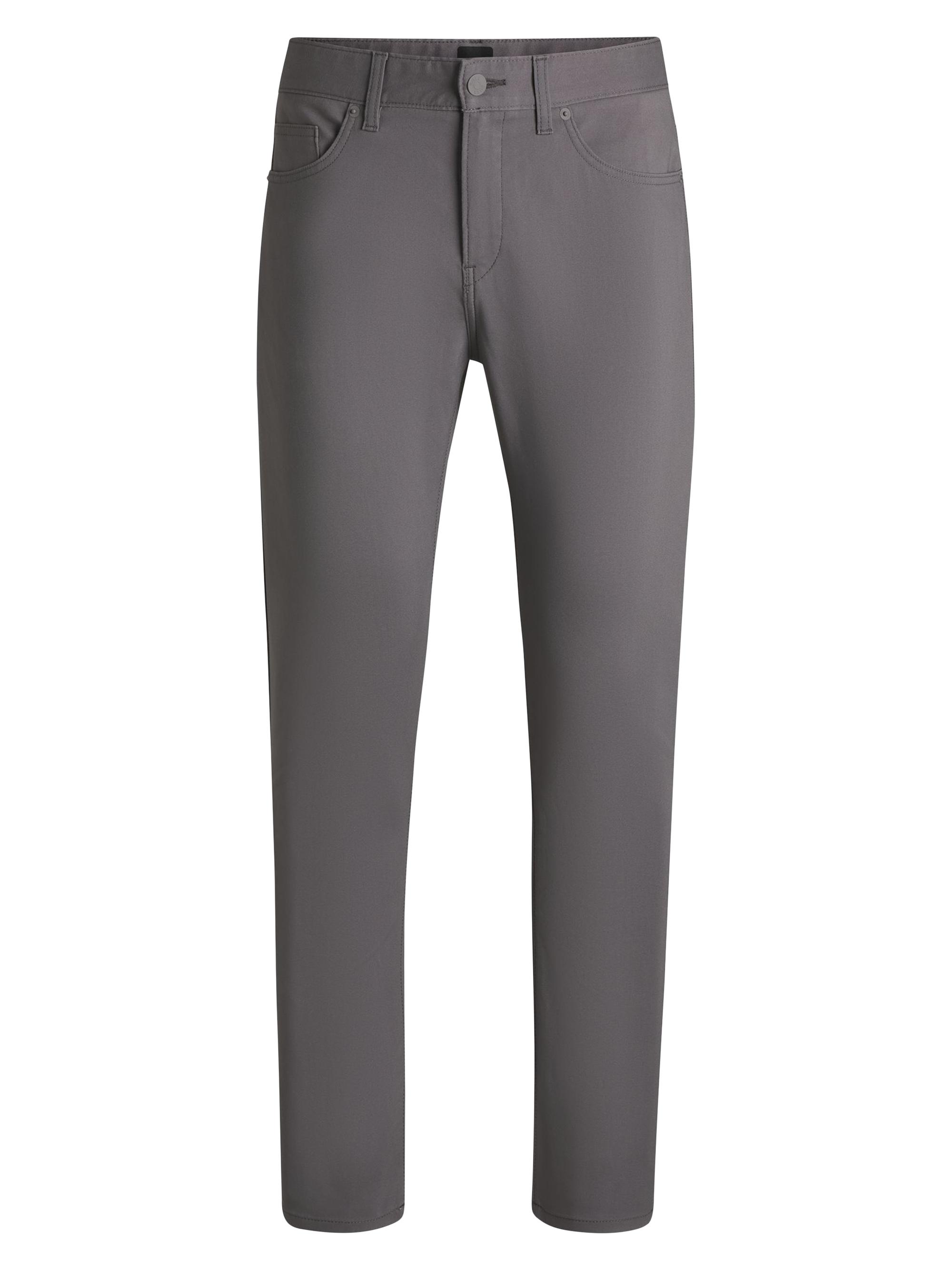BOSS Men's Slim-Fit Trousers in Stretch Cotton - Dark Gray