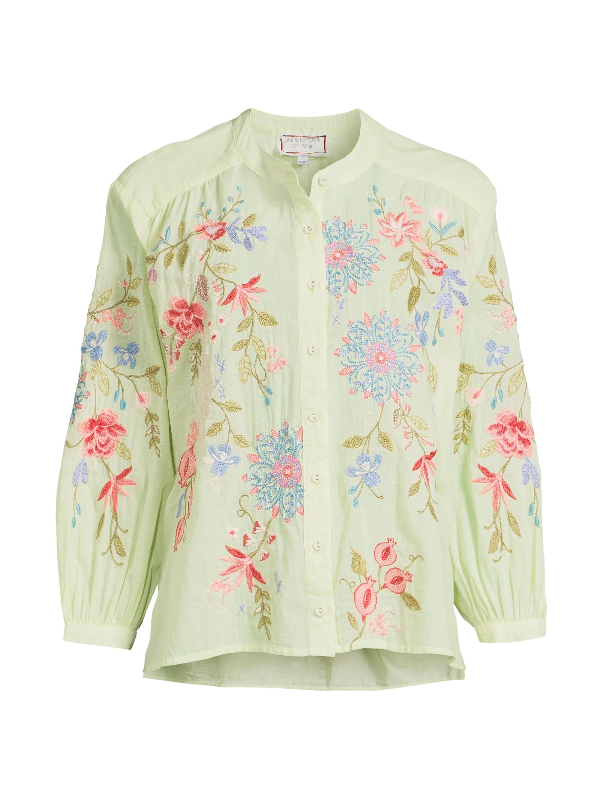 Johnny Was Women's Kamiko Shirred Yoke Blouse - Butterfly