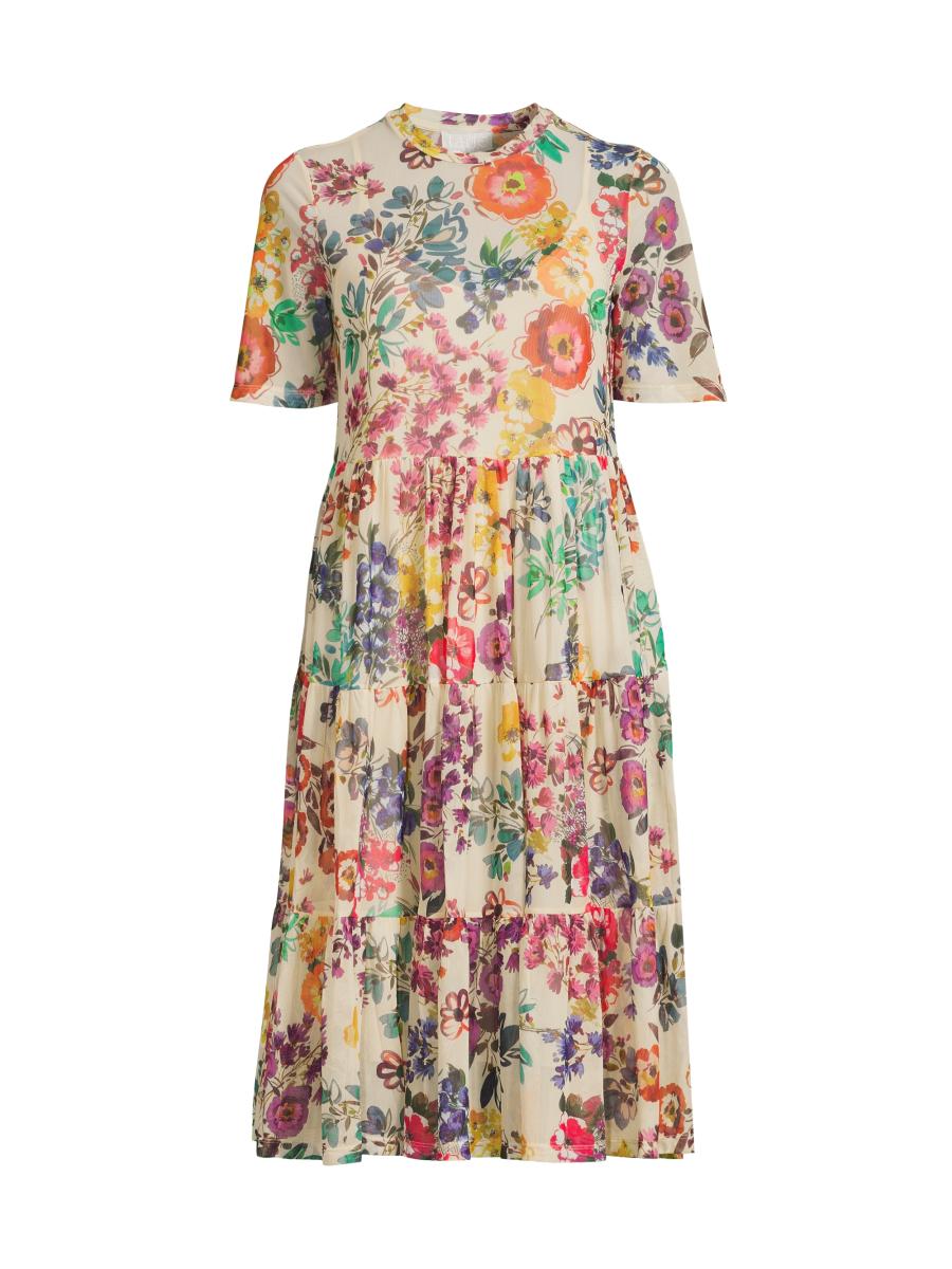 johnny was celina floral cotton tiered maxi dress Women's Lina Tiered Maxi Dress by Johnny Was, Medium, Silk/Cotton