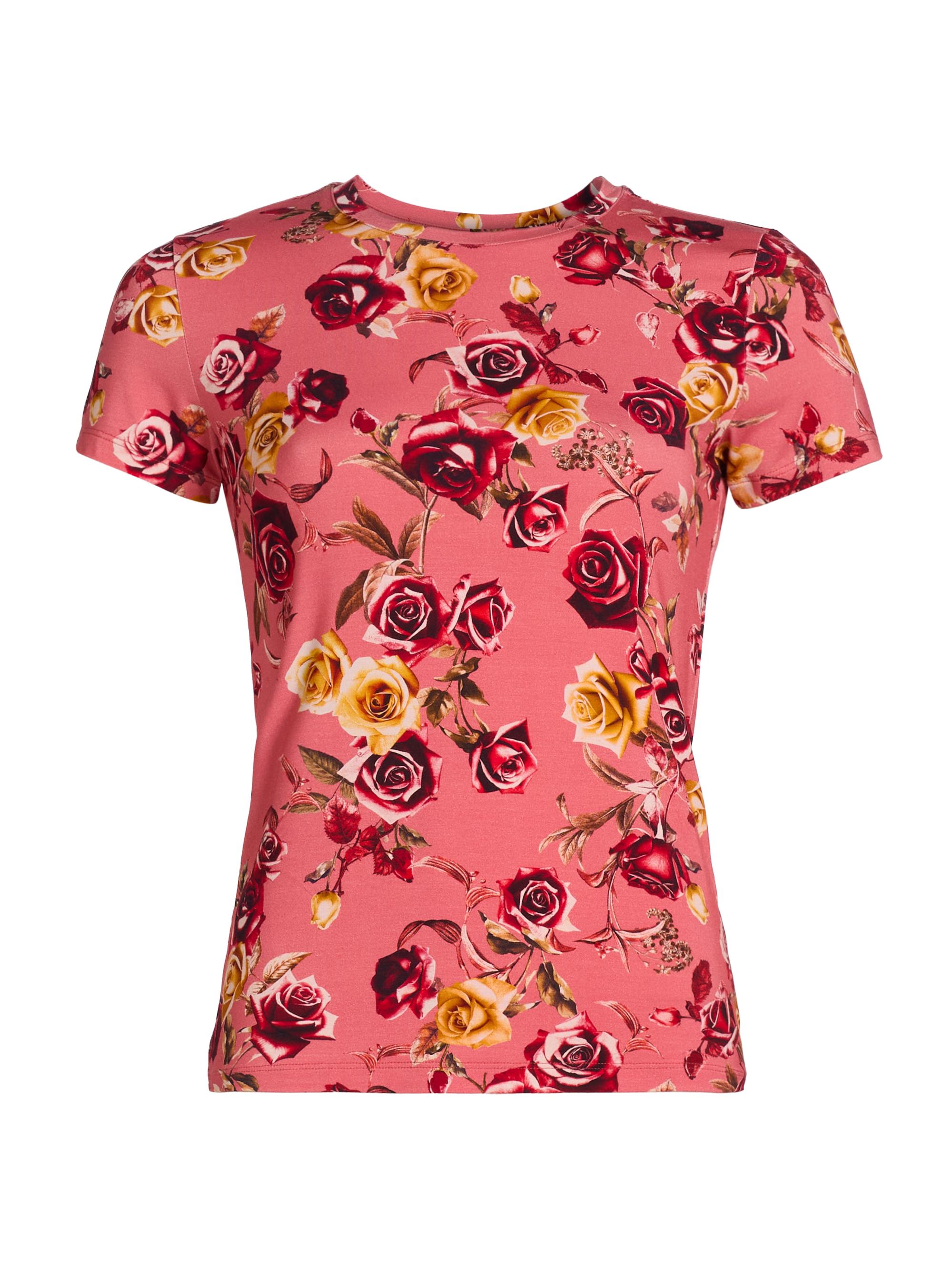 L'AGENCE Women's Ressi Western Rose T-Shirt - Light Coral Western Print