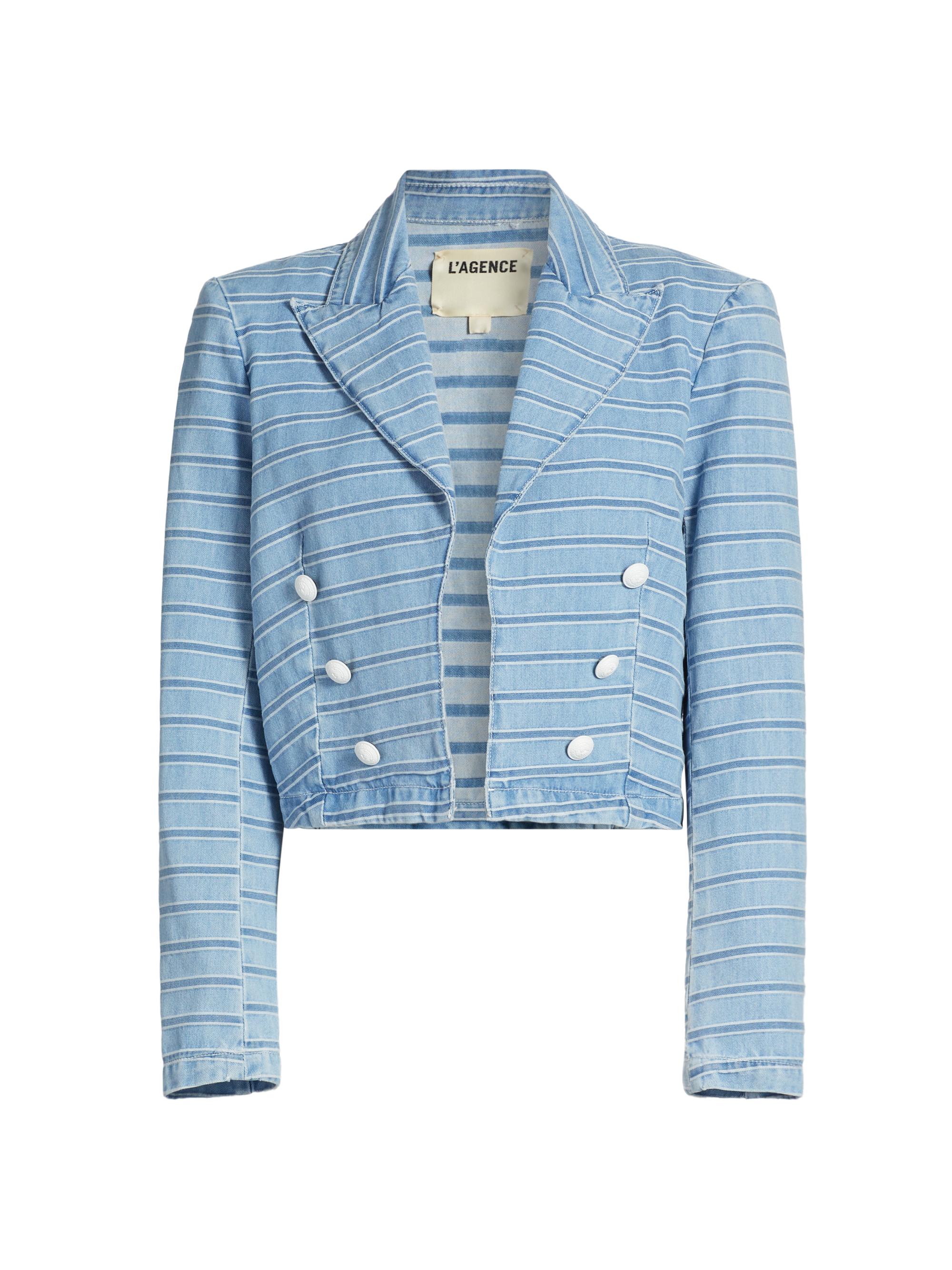 L'AGENCE Women's Dolly Striped Cropped Blazer - Tempe