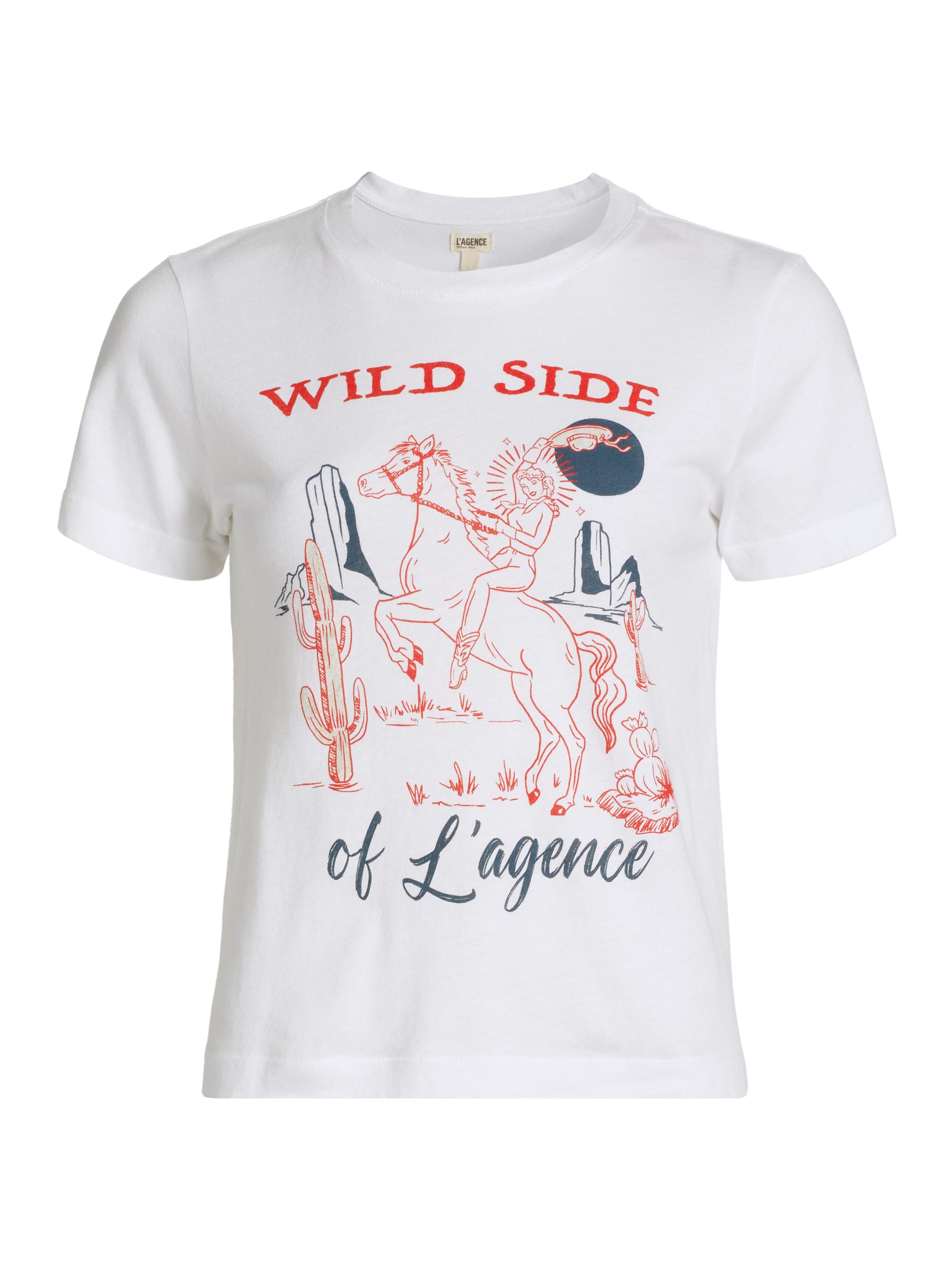 L'AGENCE Women's Eliza Wild Side Crewneck T-Shirt - White