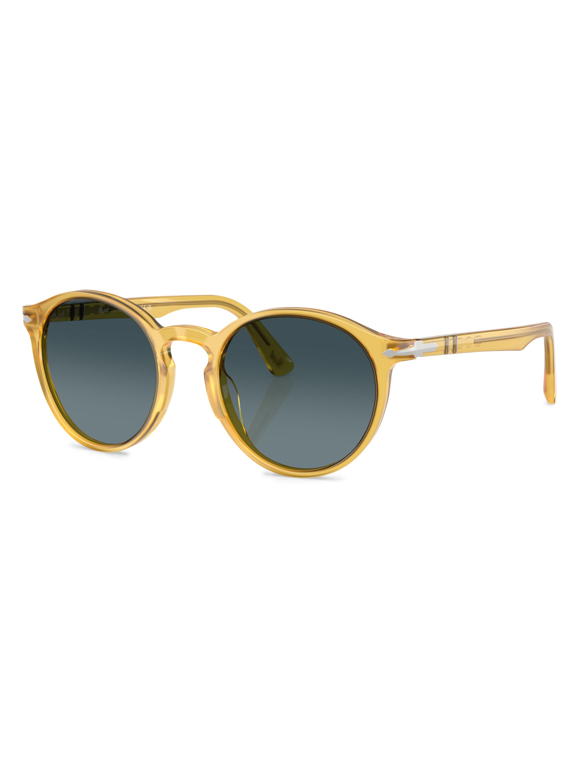 Persol Men's 52MM Round Sunglasses - Yellow Blue