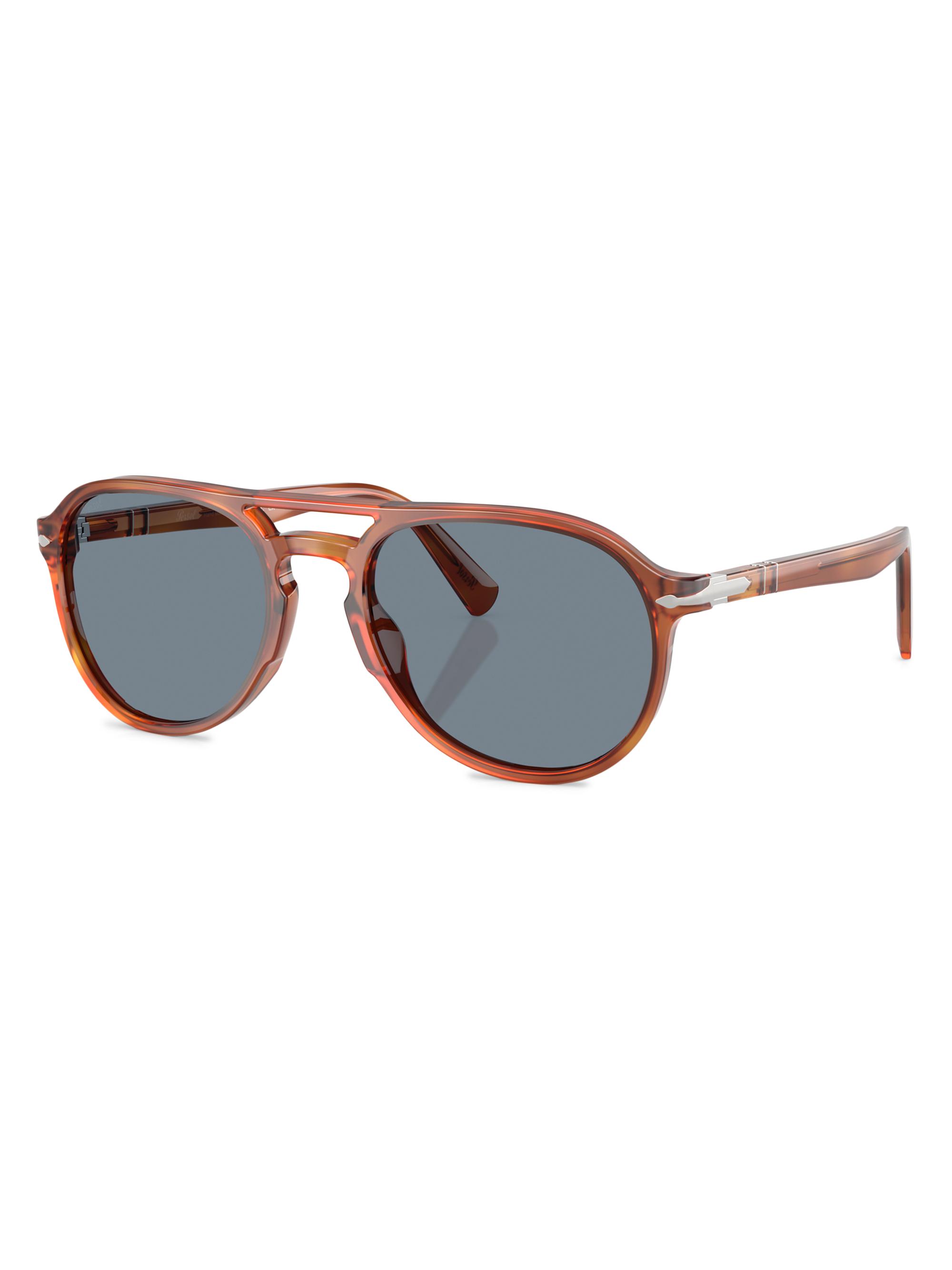 Persol Men's 55MM Aviator Sunglasses - Havana Blue