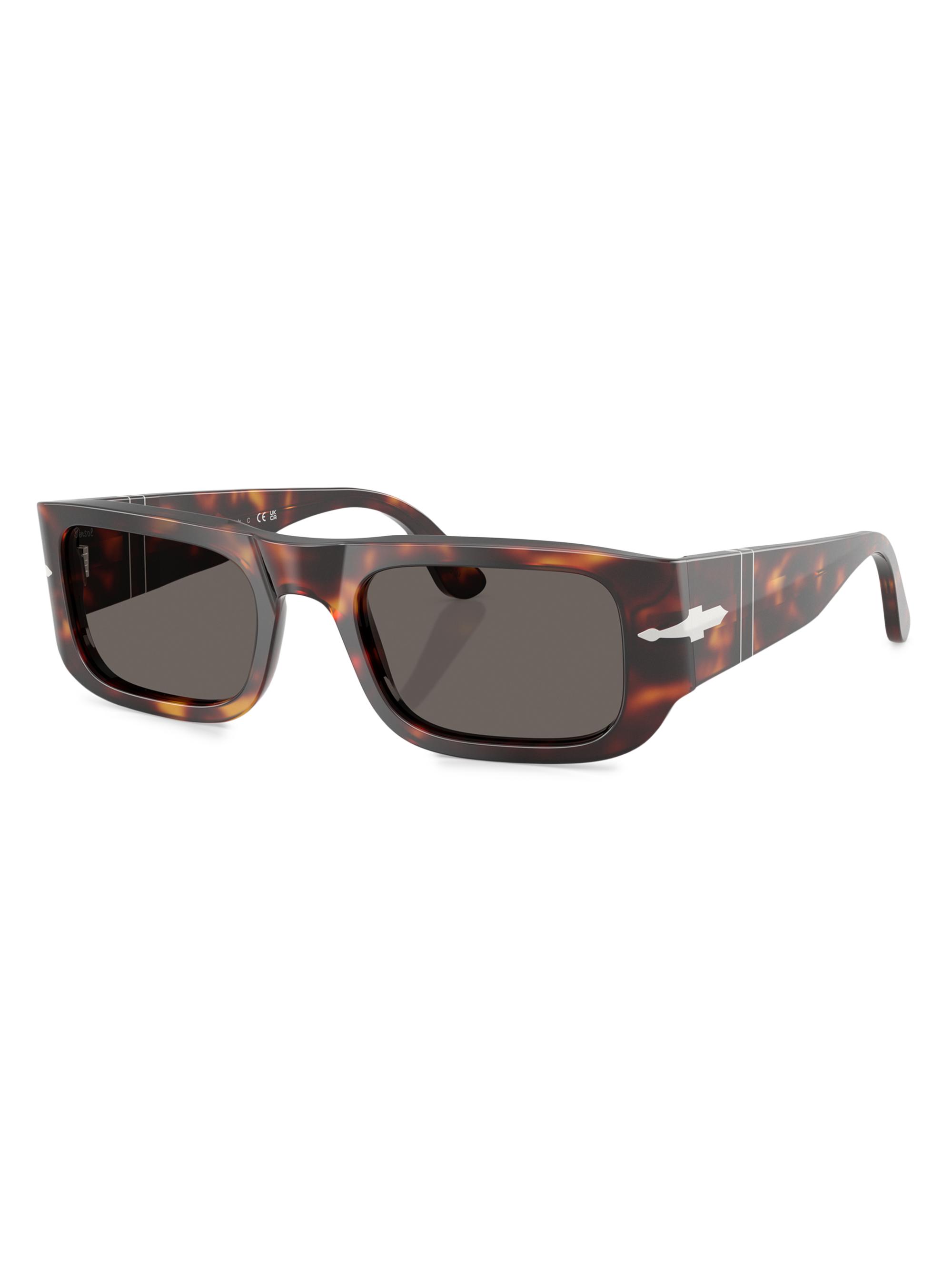 Persol Men's 55MM Square Pillow Sunglasses - Havana Black