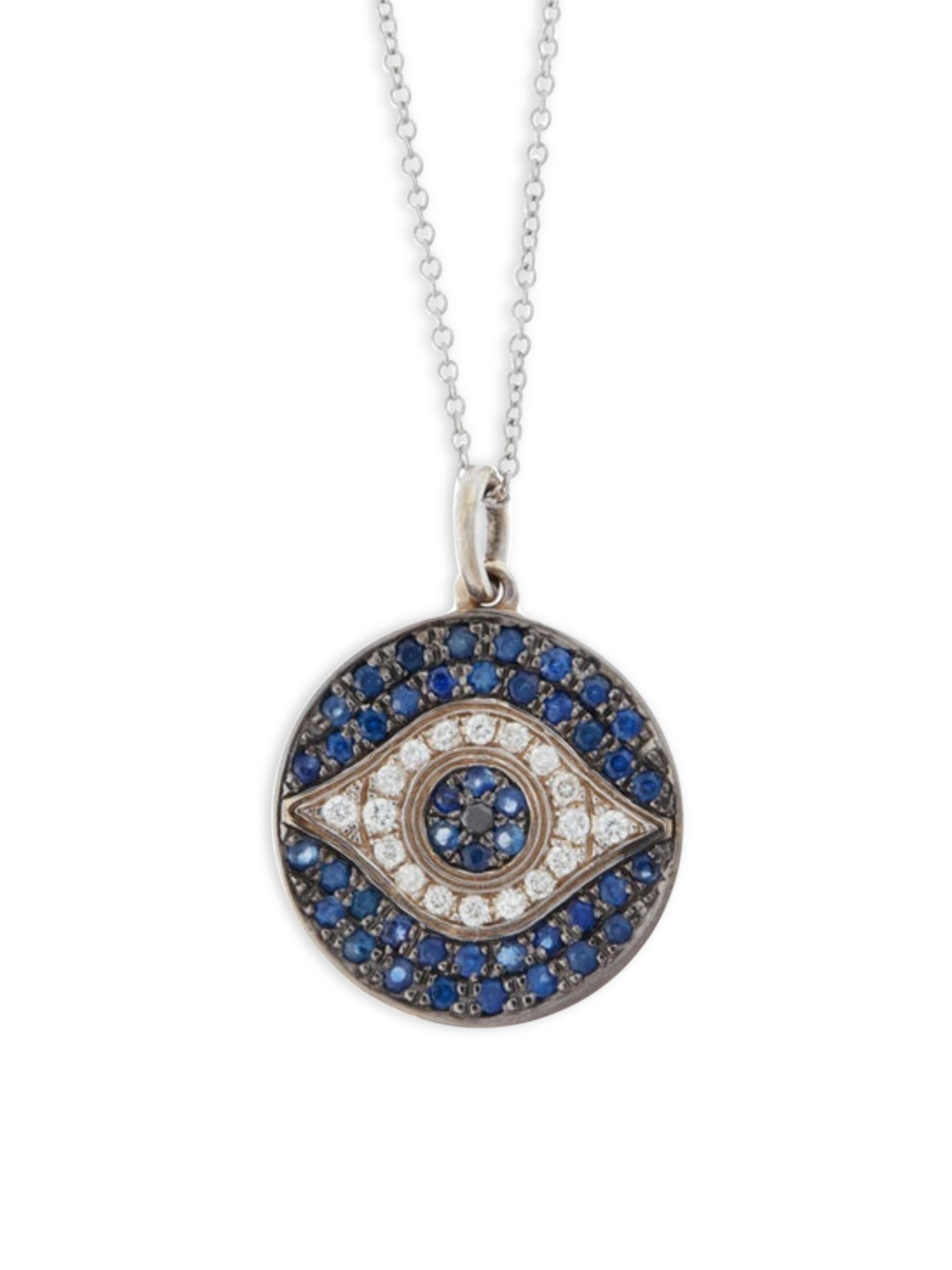 Ileana Makri Women's Evil Eye Little Dawn 18K White Gold, Blue Sapphire & 0.40 TCW Diamond Pendant Necklace