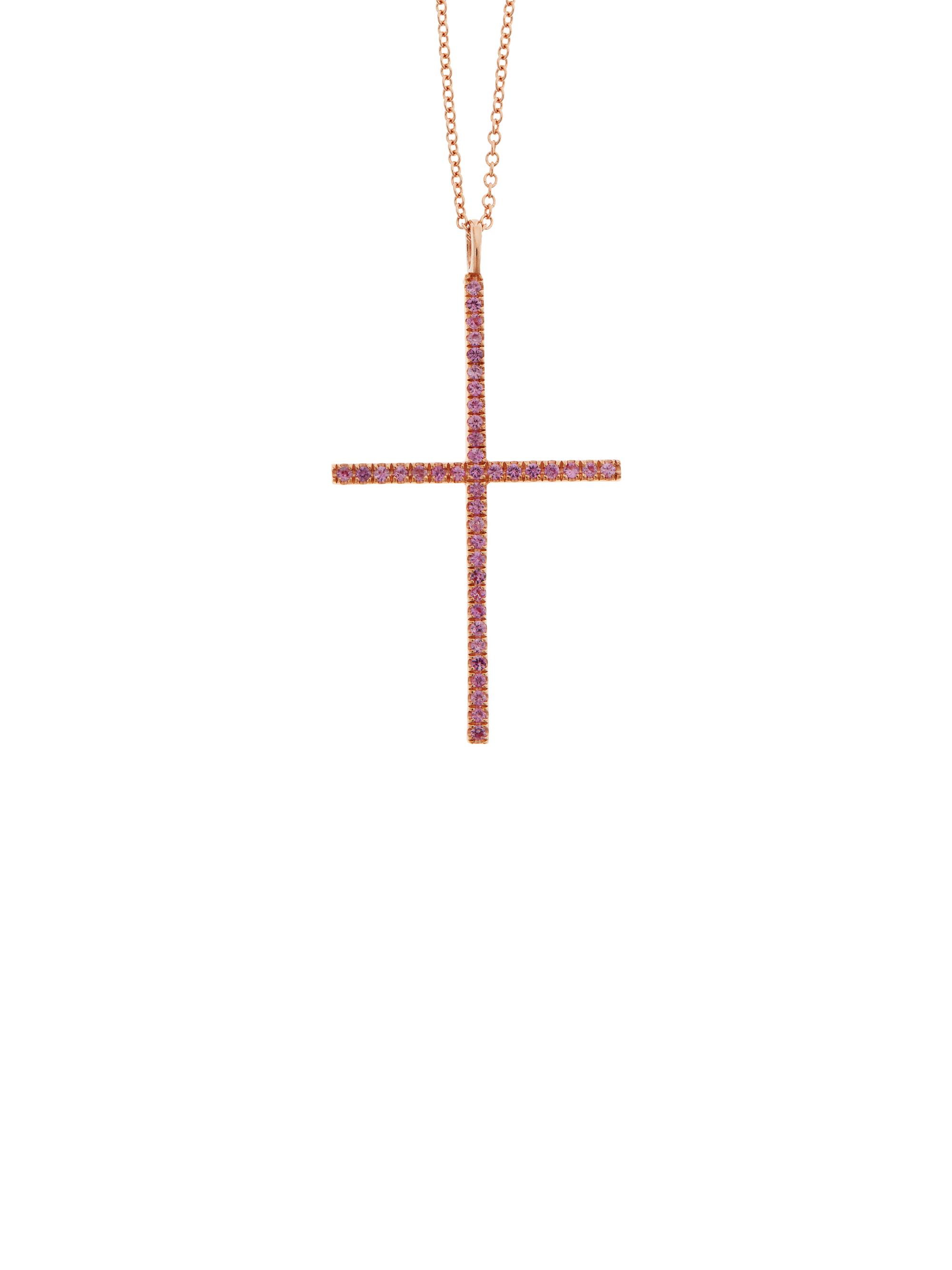 Ileana Makri Women's Classic 18K Rose Gold & Pink Sapphire Cross Pendant Necklace - Rose Gold