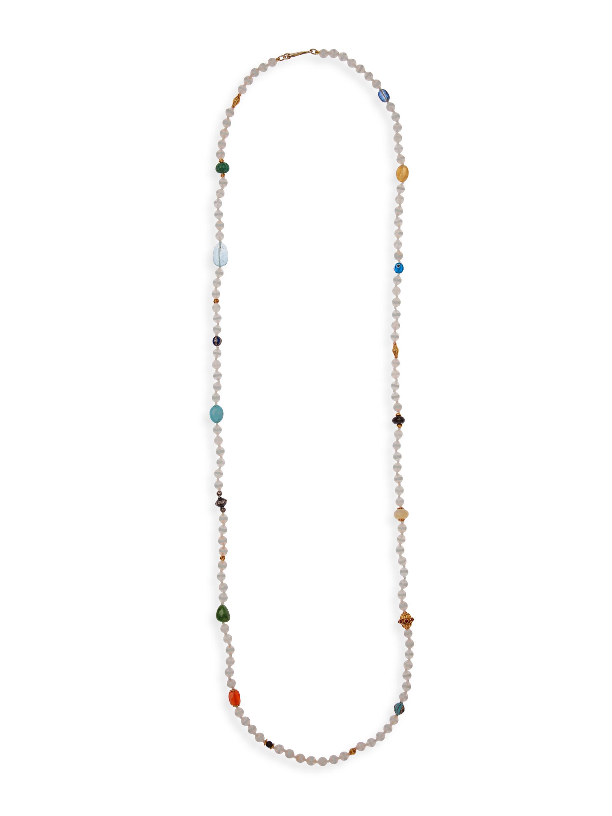 Ileana Makri Women's Globetrotter 18K Yellow Gold, Sterling Silver & Multi-Gemstone Beaded Necklace - White