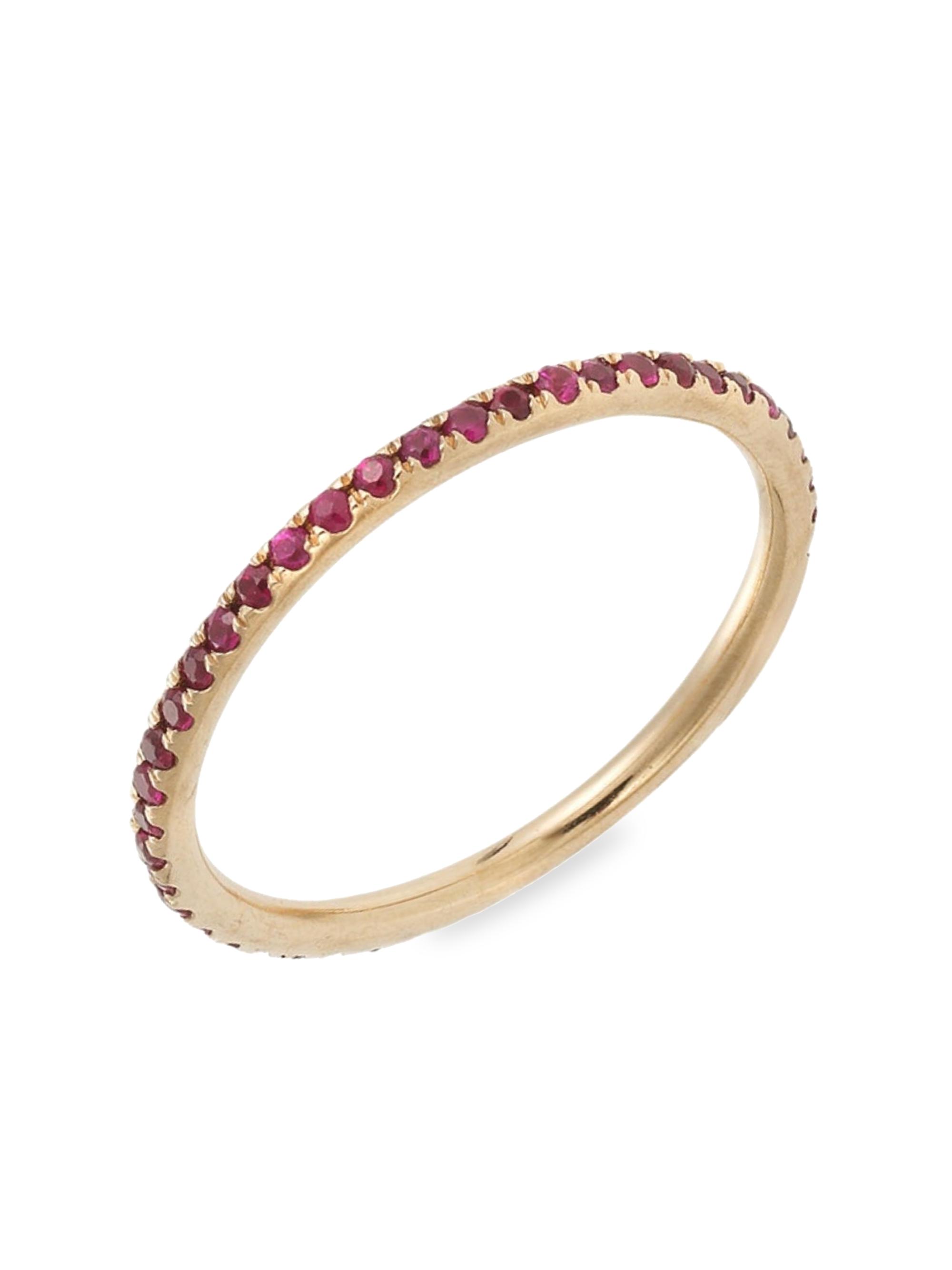 Ileana Makri Women's Classic Thread 18K Yellow Gold & Ruby Eternity Ring - Rosegold