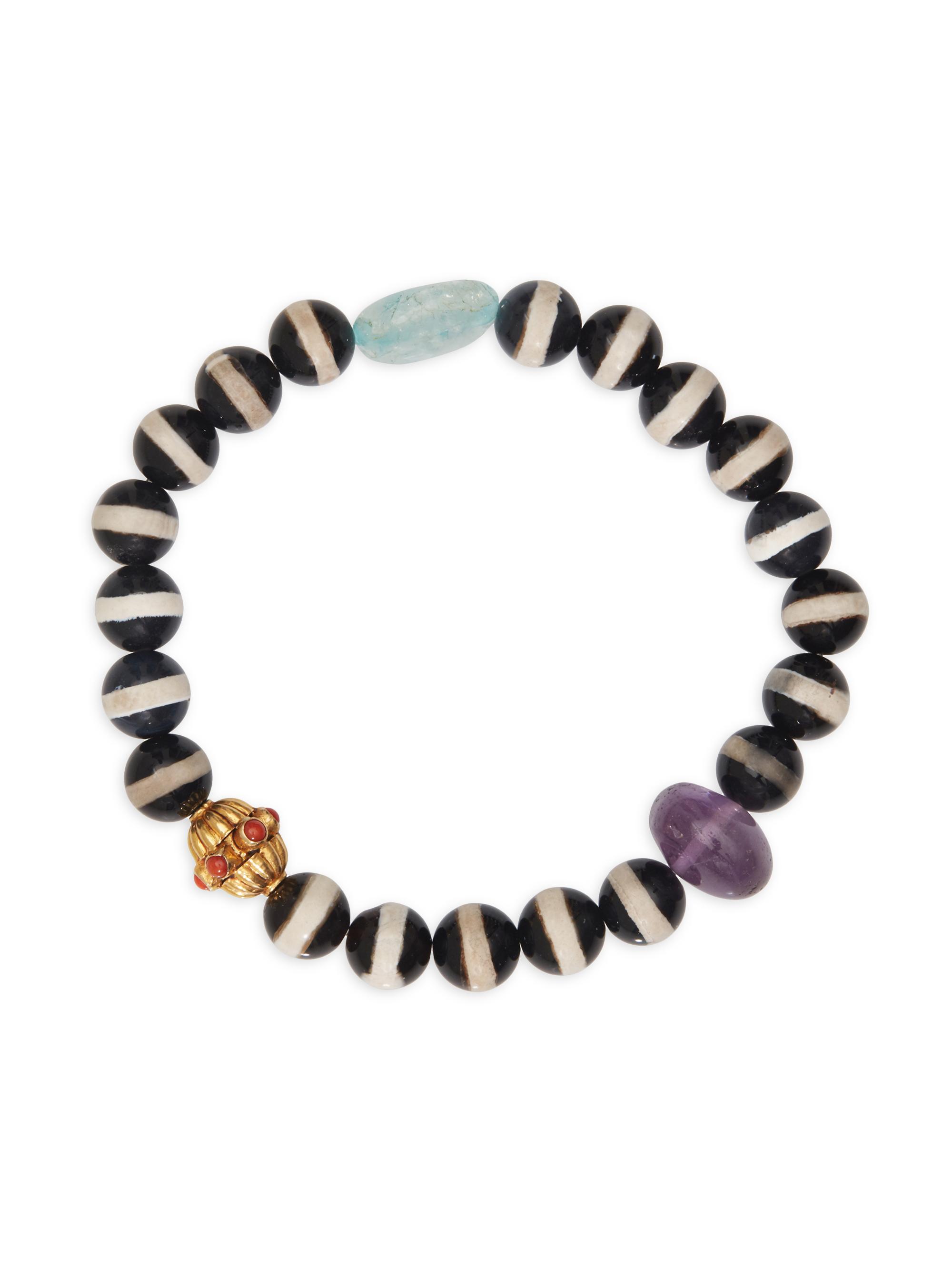 Ileana Makri Women's Globetrotter 18K Yellow Gold & Multi-Gemstone Beaded Stretch Bracelet - Black