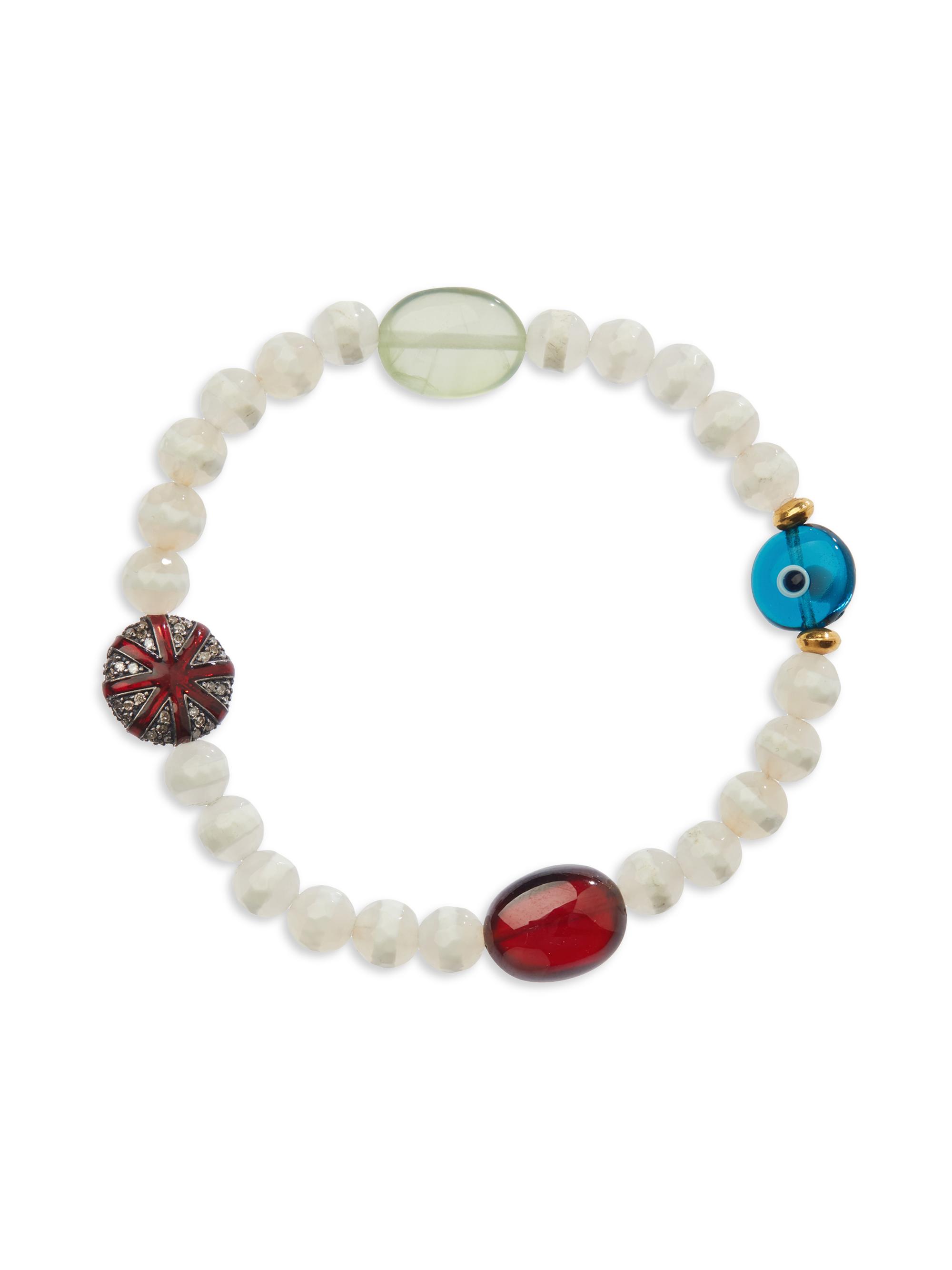 Ileana Makri Women's Globetrotter 18K Yellow Gold, Sterling Silver & Multi-Gemstone Beaded Stretch Bracelet - White