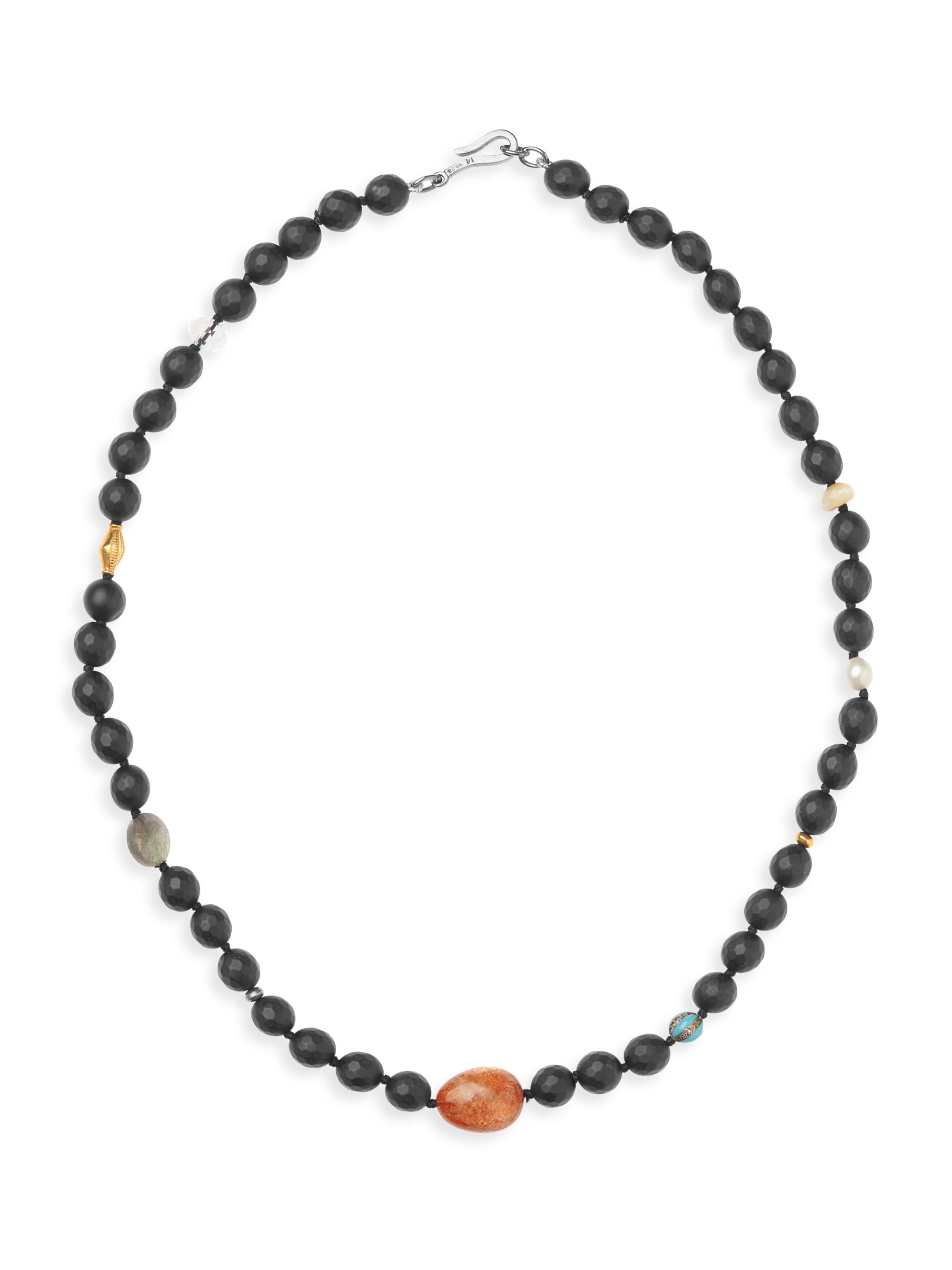 Ileana Makri Women's Globetrotter 18K Yellow Gold, Sterling Silver & Multi-Gemstone Beaded Necklace - Black
