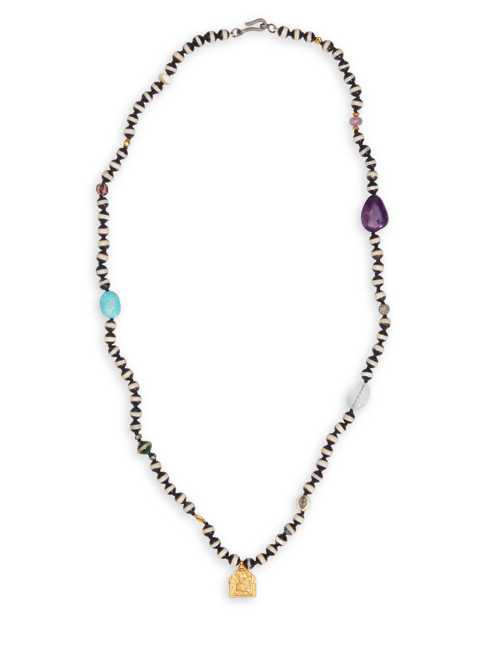 Ileana Makri Women's Globetrotter 18K Yellow Gold & Multi-Gemstone Beaded Pendant Necklace - Black