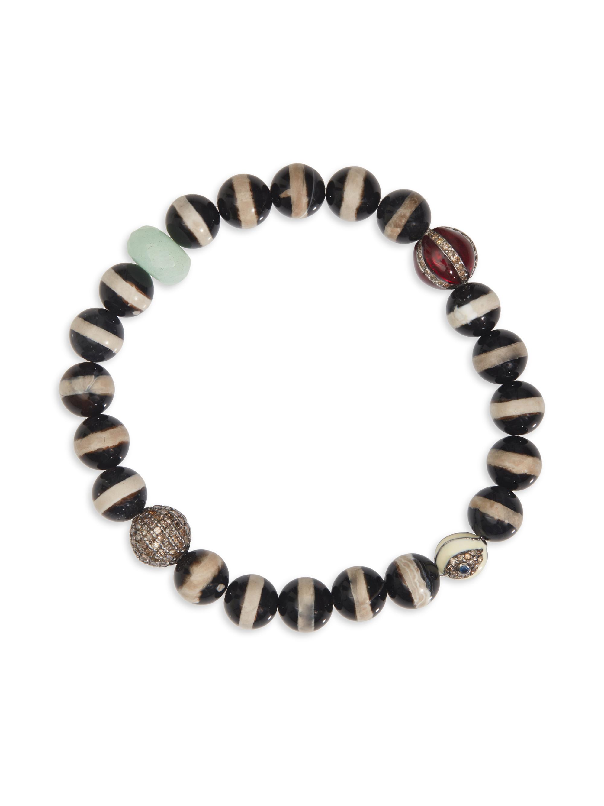 Ileana Makri Women's Globetrotter Sterling Silver & Multi-Gemstone Beaded Stretch Bracelet - Black