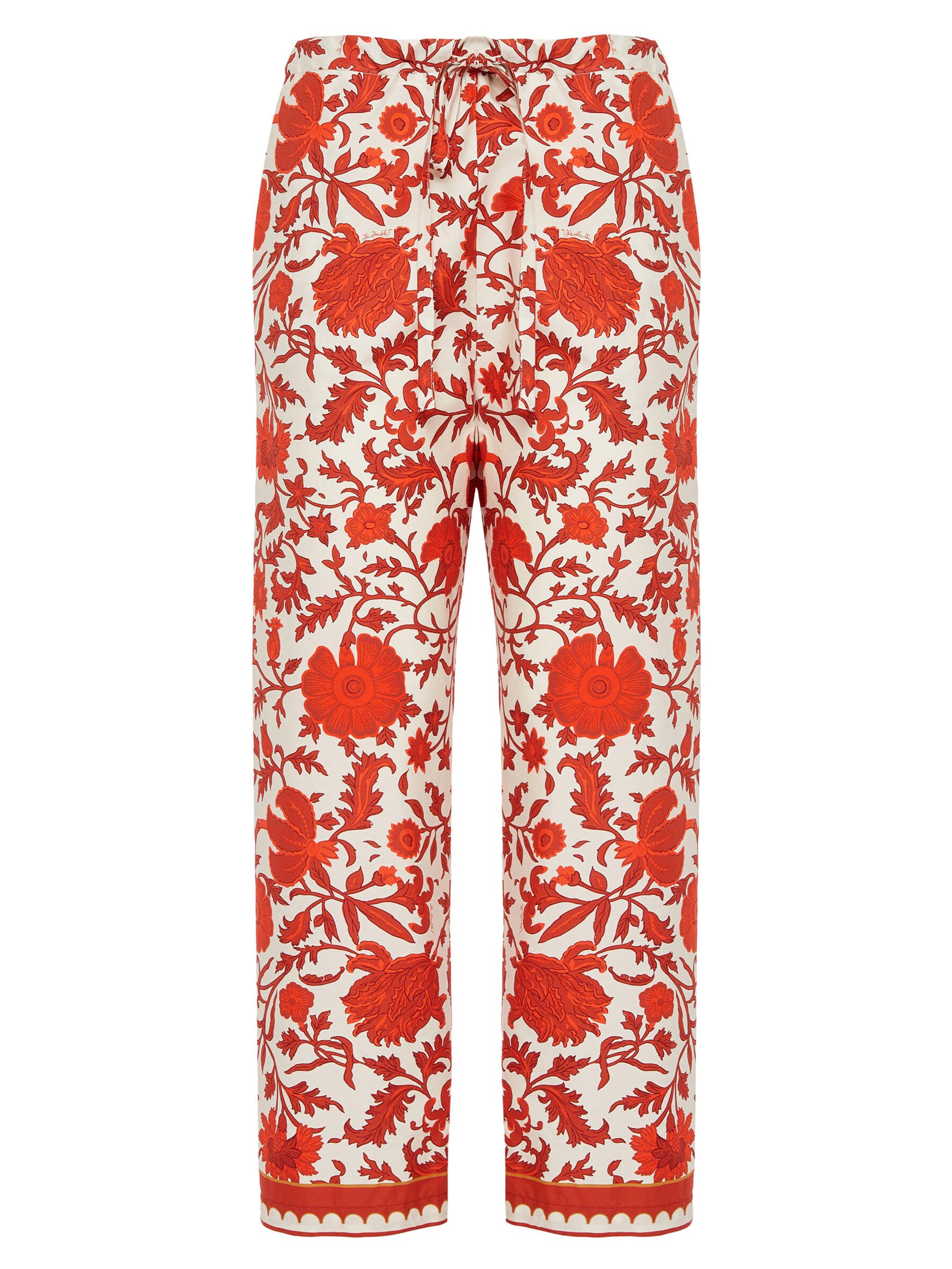 La DoubleJ Women's Drawstring Pants - Dragonflower Mini Red