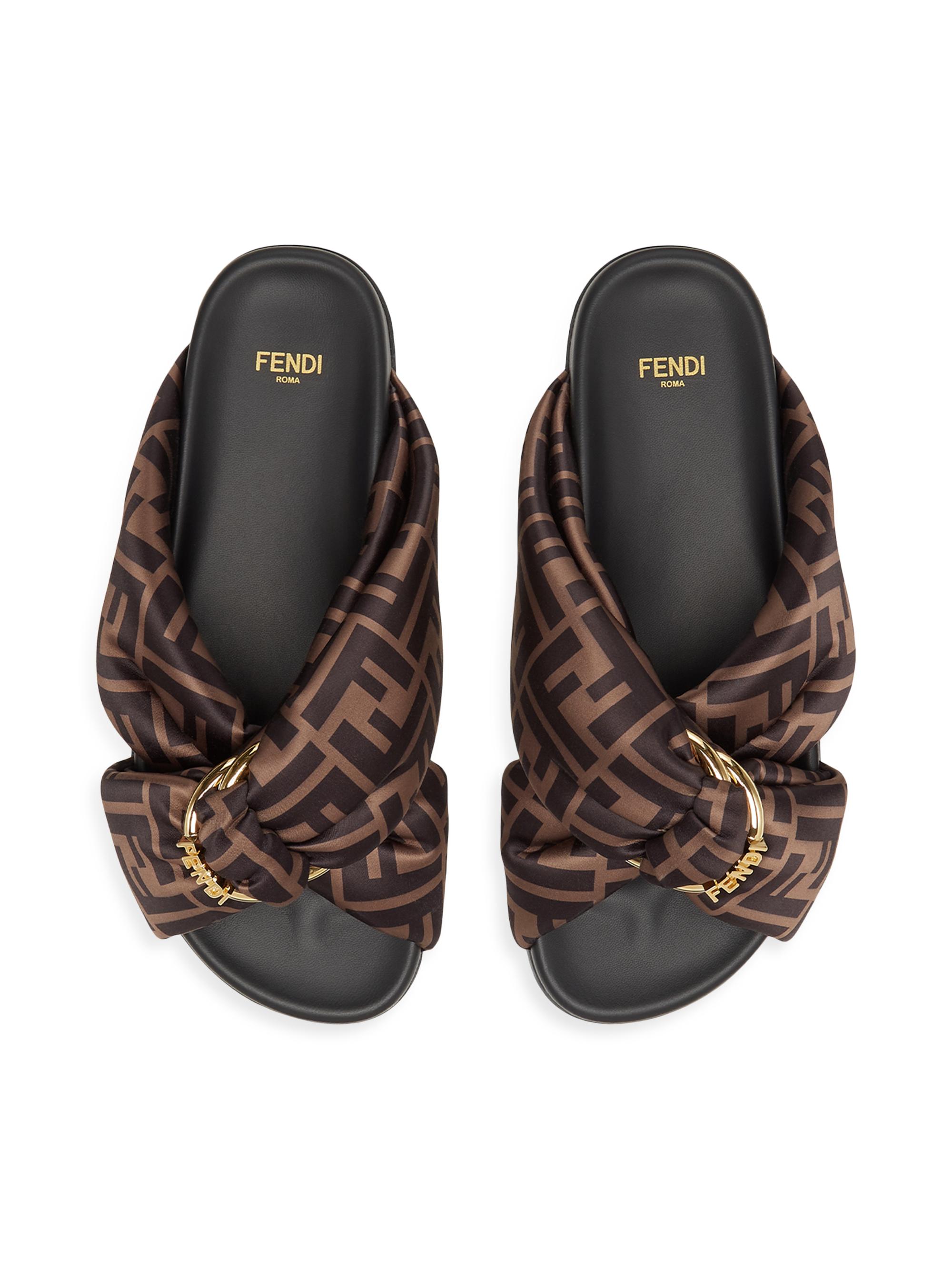 Fendi Fendi Feel Knot Leather Slide Sandals | Saks Fifth Avenue