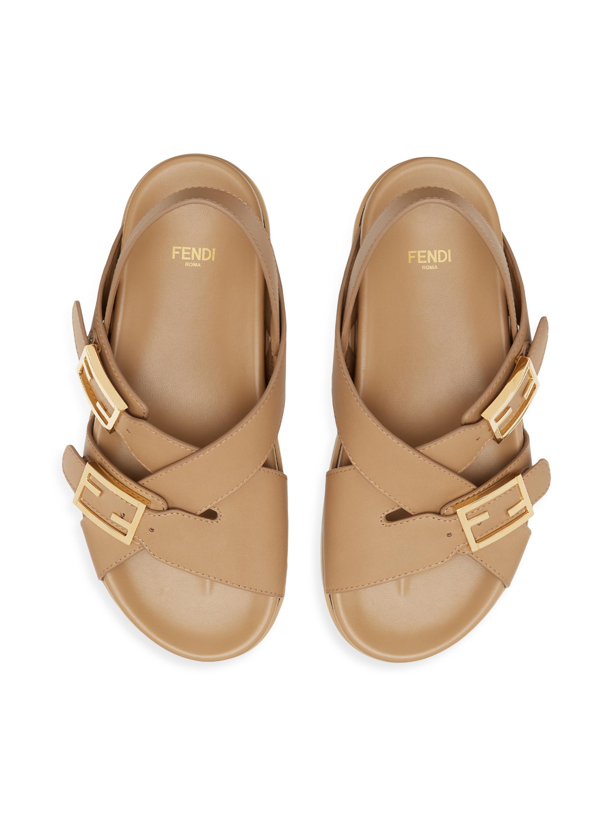 Fendi Feel Logo Leather Sandals | Saks Fifth Avenue