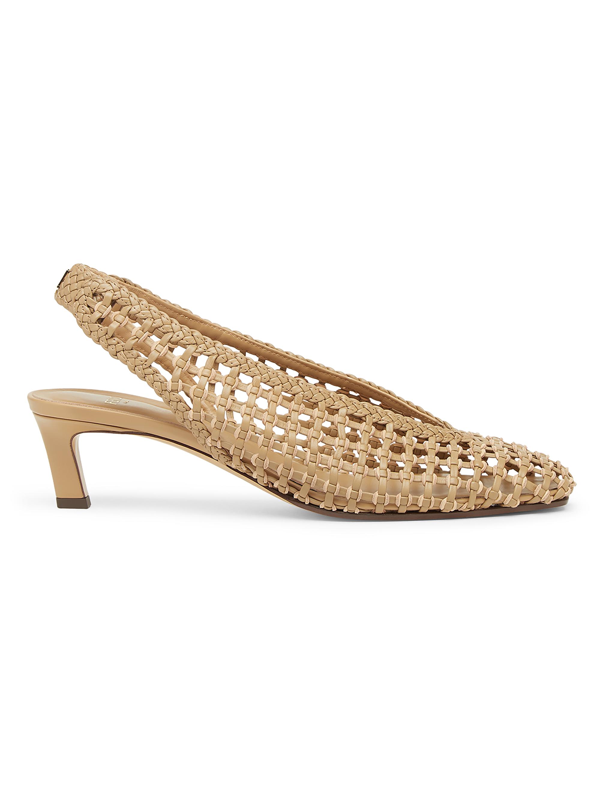 Fendi Women's Woven Show Leather Slingback Pumps - Pale Pink